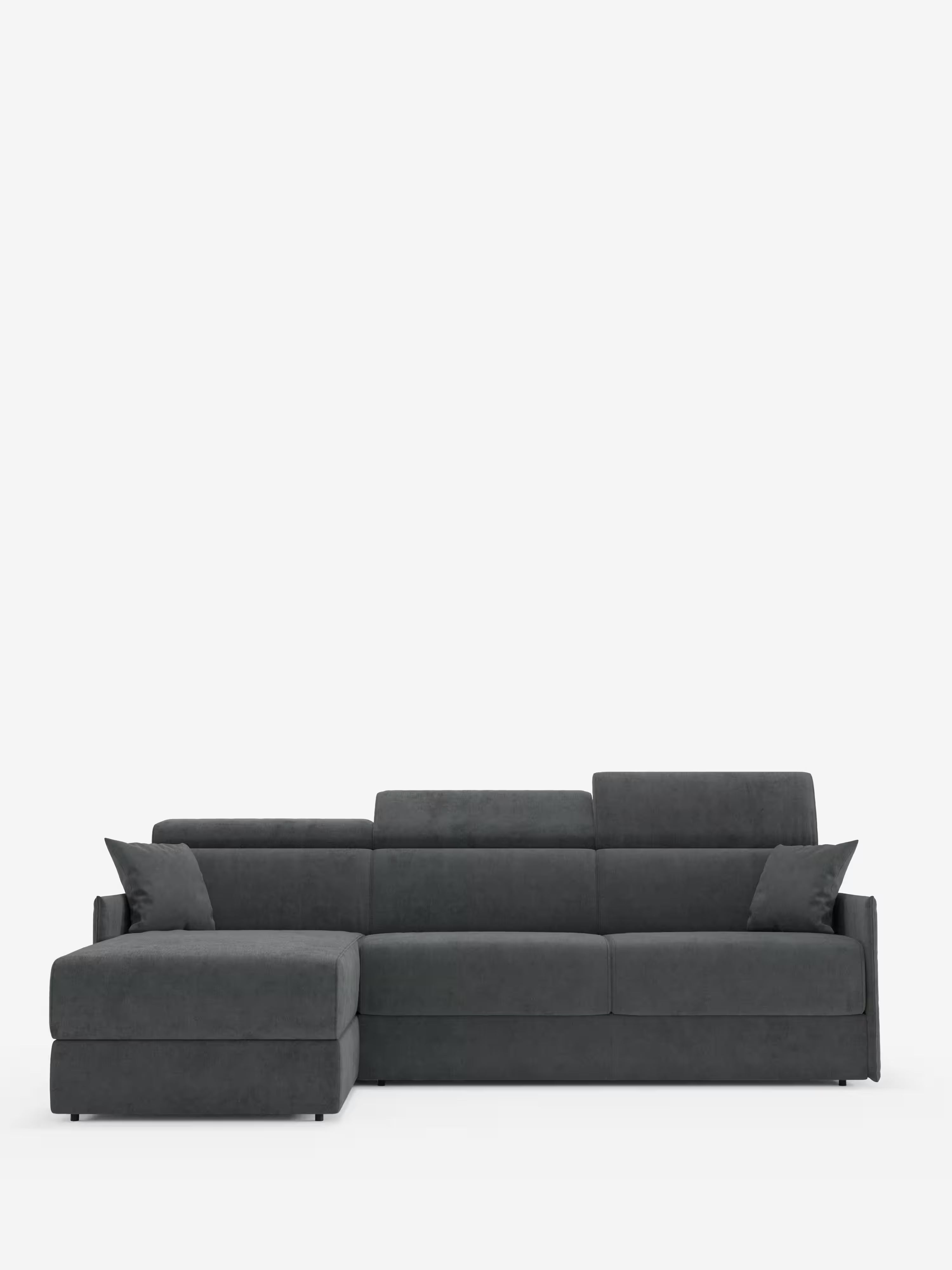 Miryam sofá cama esquinero compacto - reposacabezas reclinables y chaise longue con almacenaje en tejido antimanchas T31