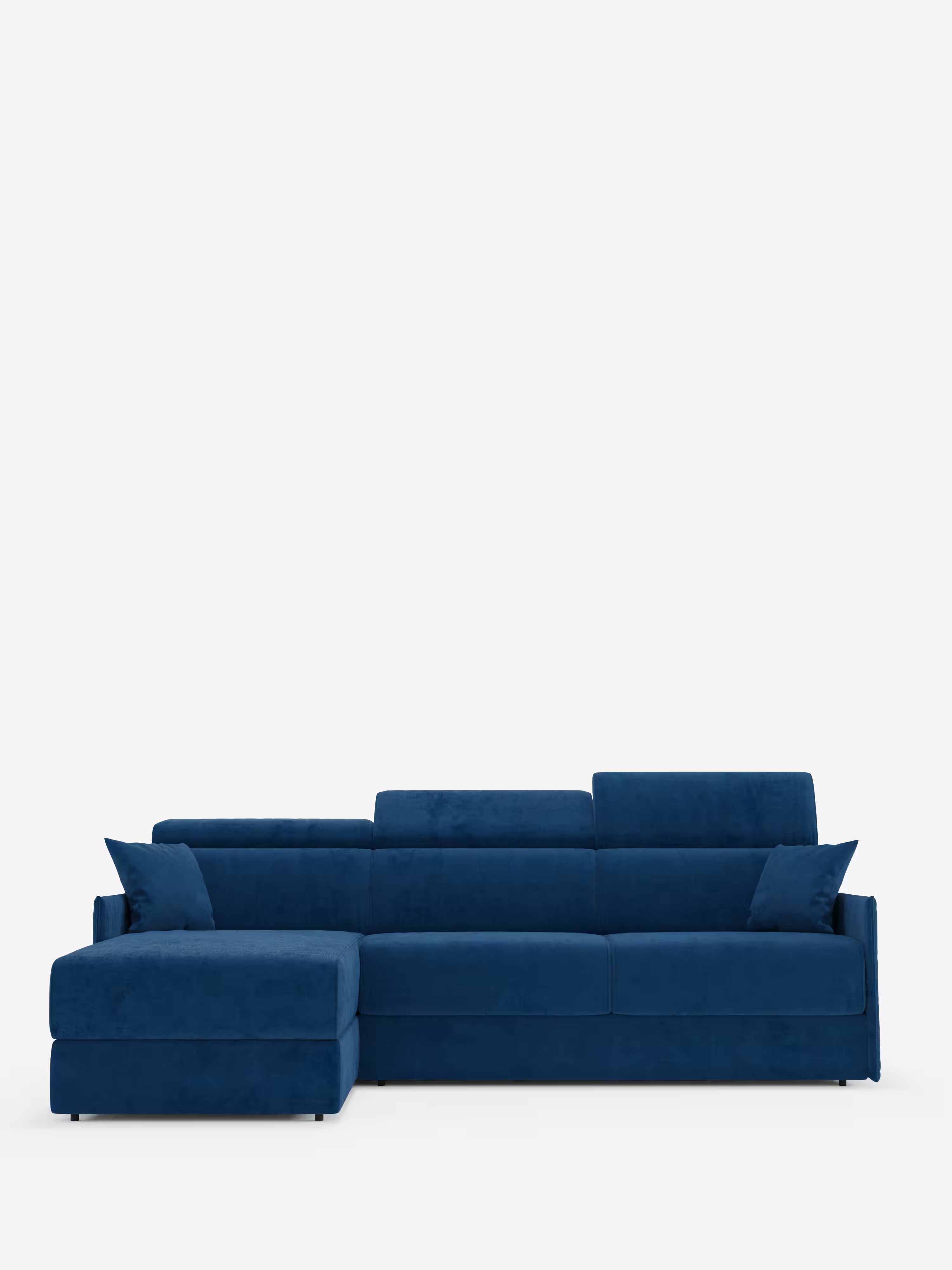 Miryam sofá cama esquinero compacto - reposacabezas reclinables y chaise longue con almacenaje en tejido antimanchas T31