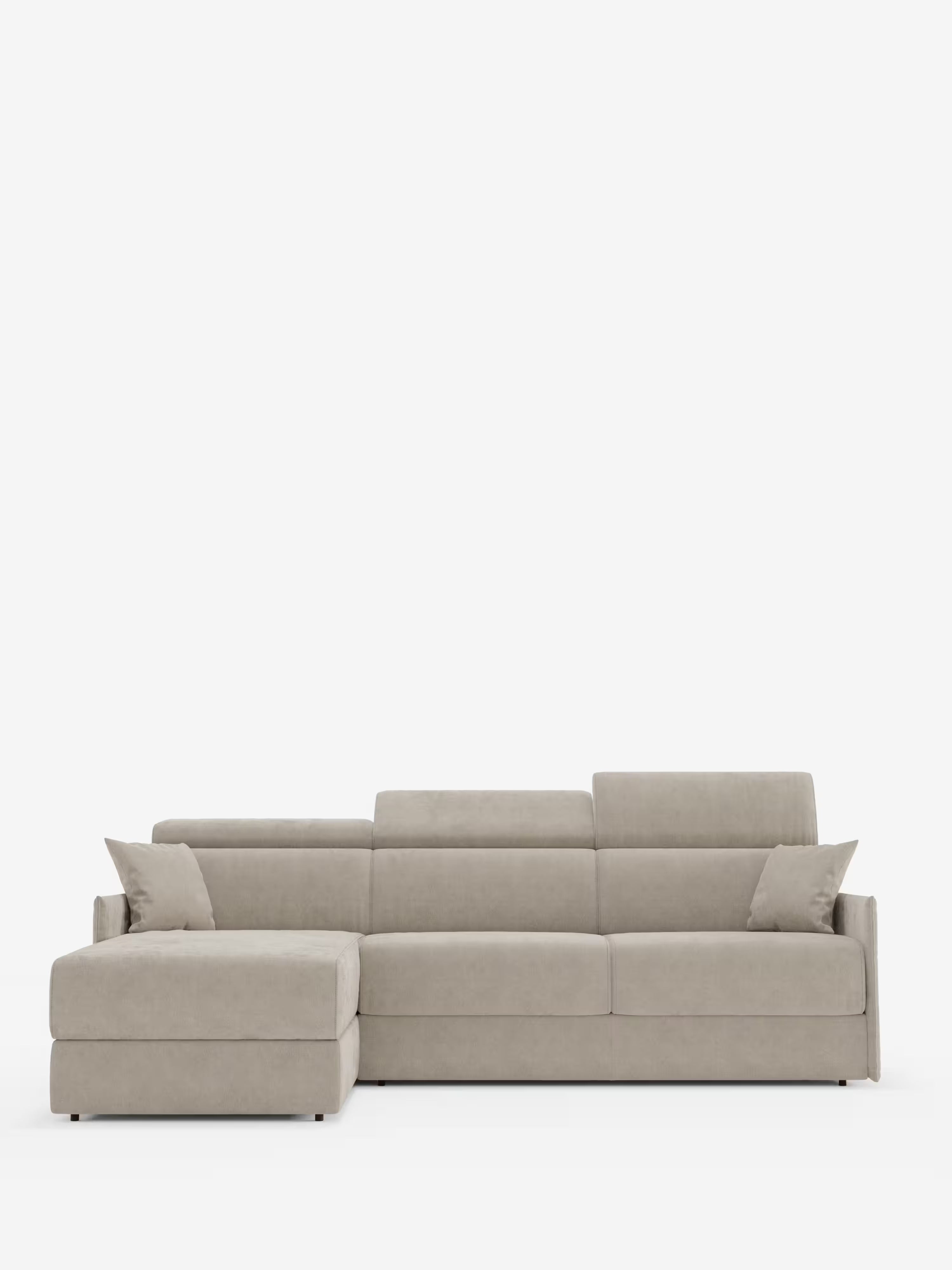 Miryam sofá cama esquinero compacto - reposacabezas reclinables y chaise longue con almacenaje en tejido antimanchas T31