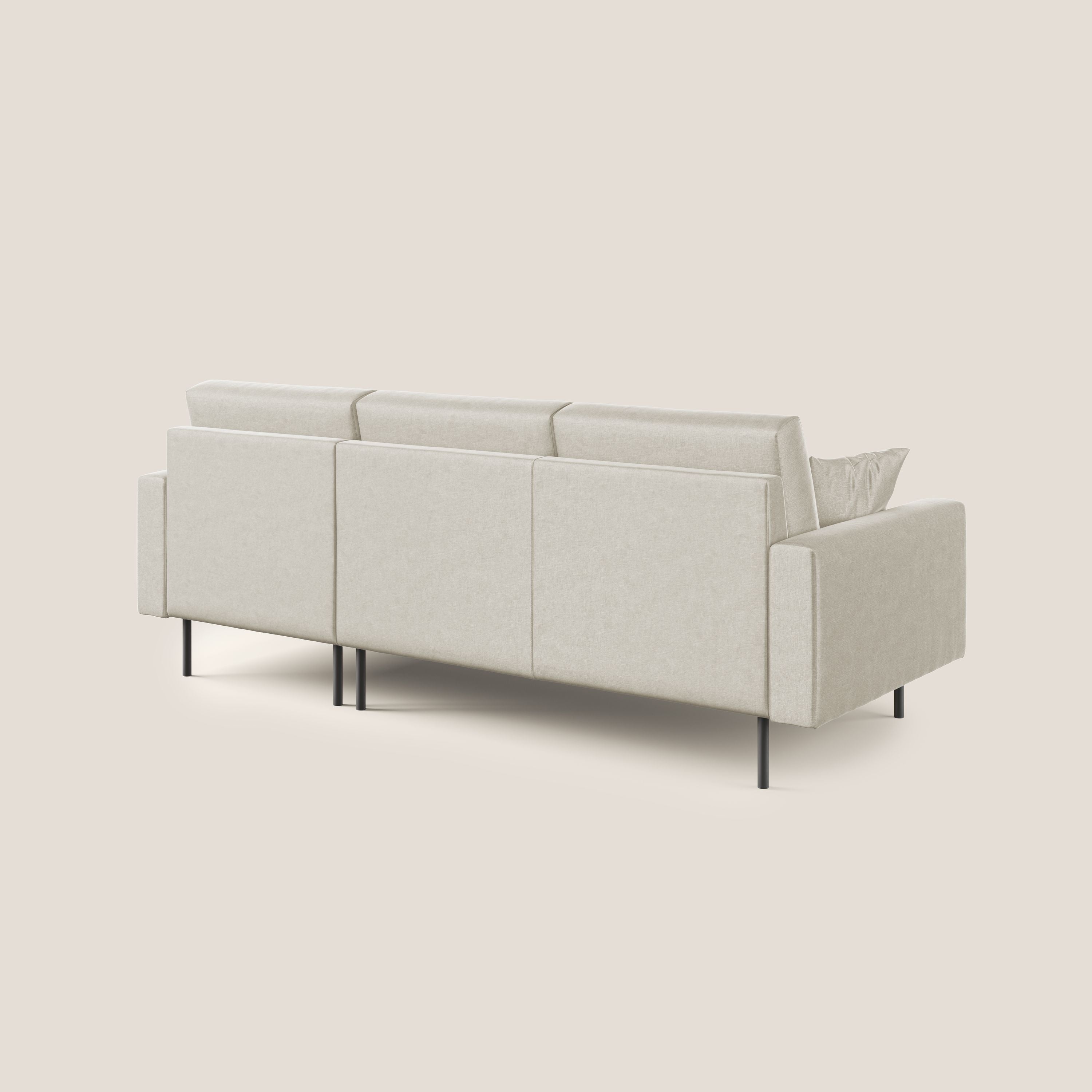 Arthur divano moderno angolare in velluto morbido impermeabile T01 panna - divani.store