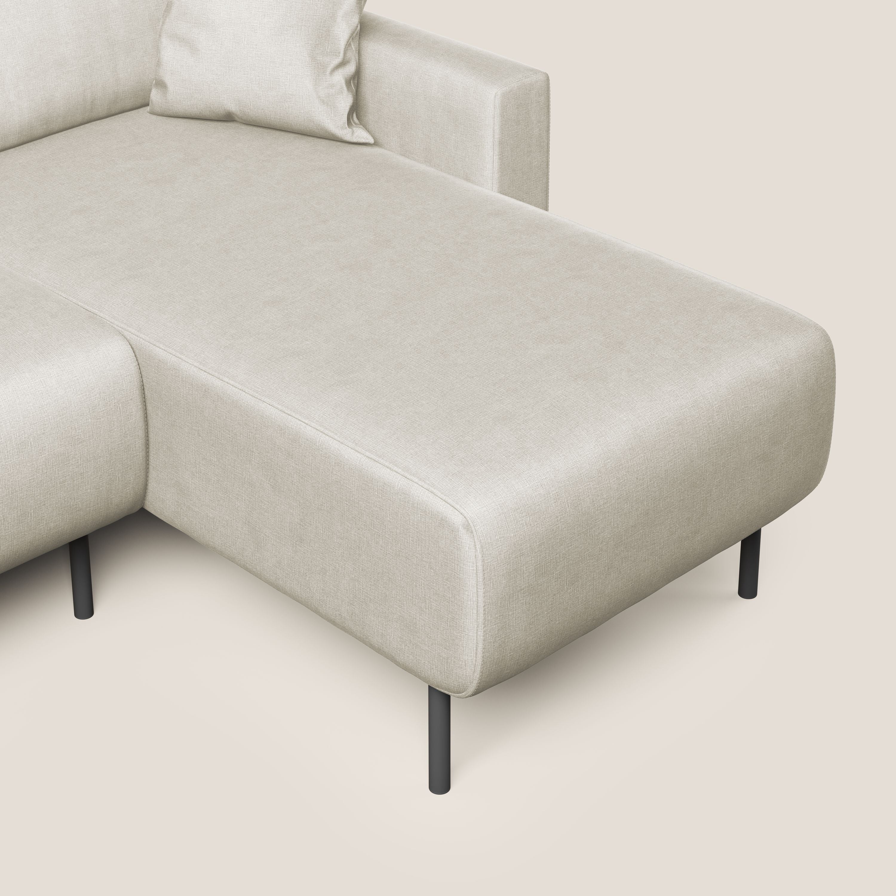 Arthur divano moderno angolare in velluto morbido impermeabile T01 panna - divani.store