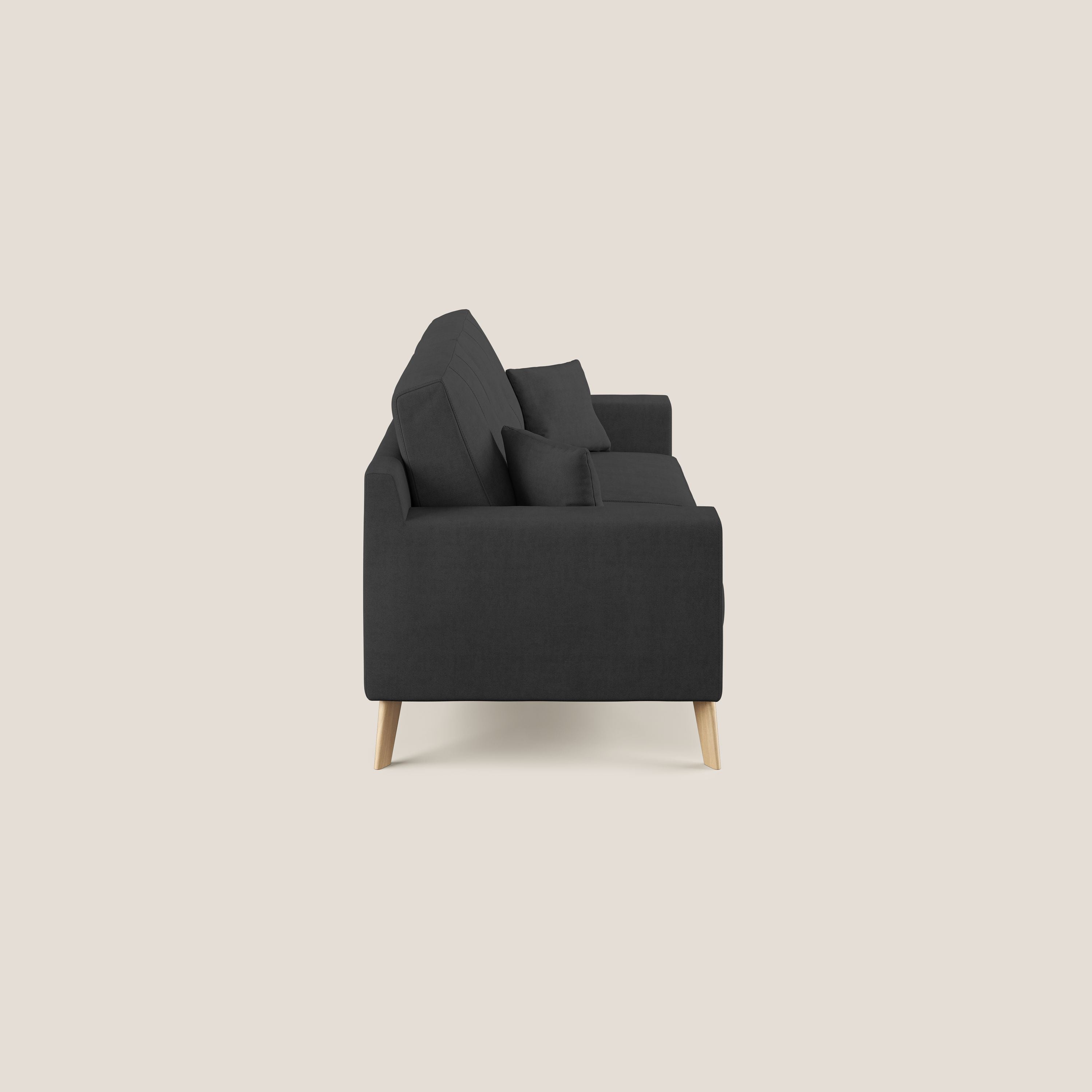 Danish divano moderno in tessuto morbido impermeabile T02 nero - divani.store