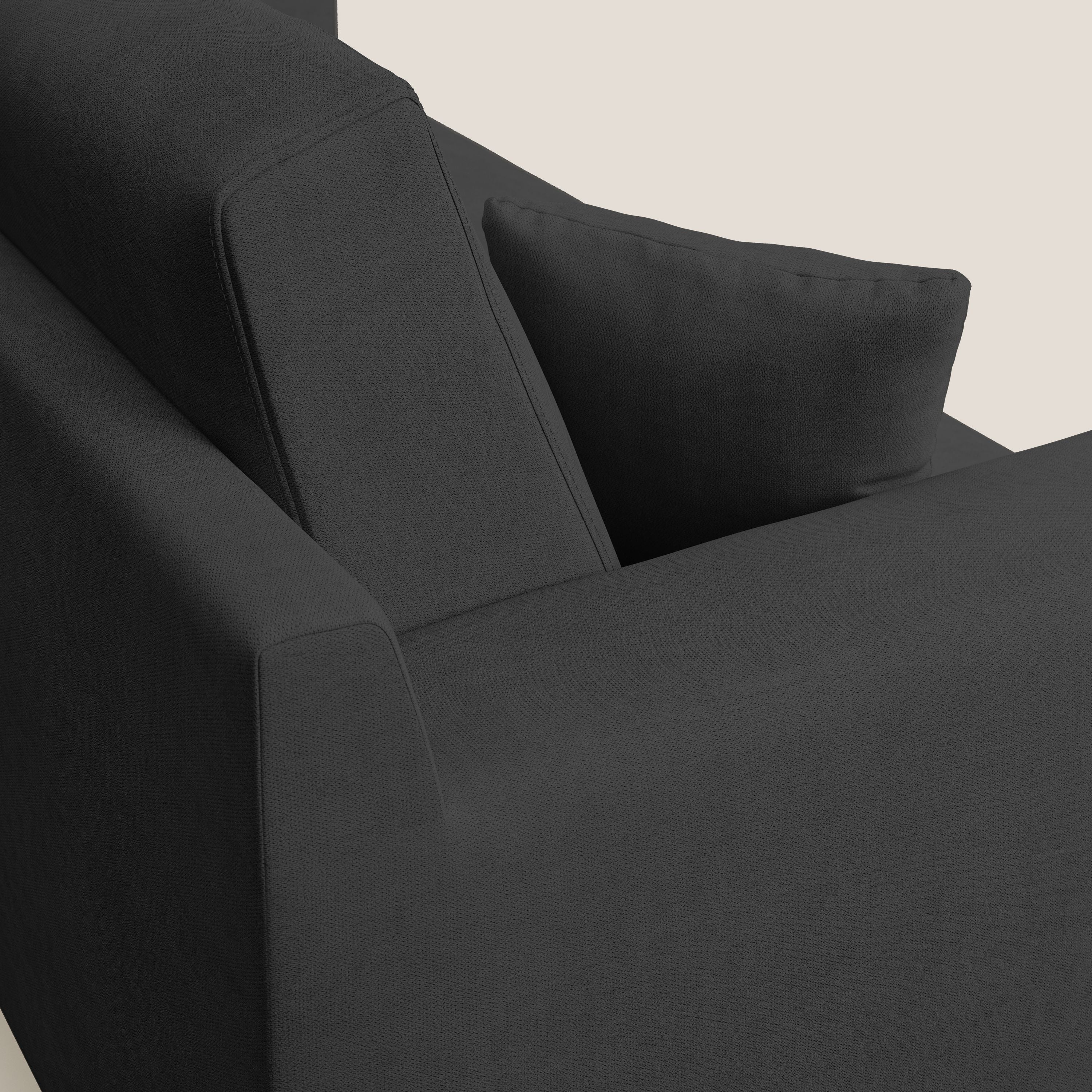 Danish divano moderno in tessuto morbido impermeabile T02 nero - divani.store