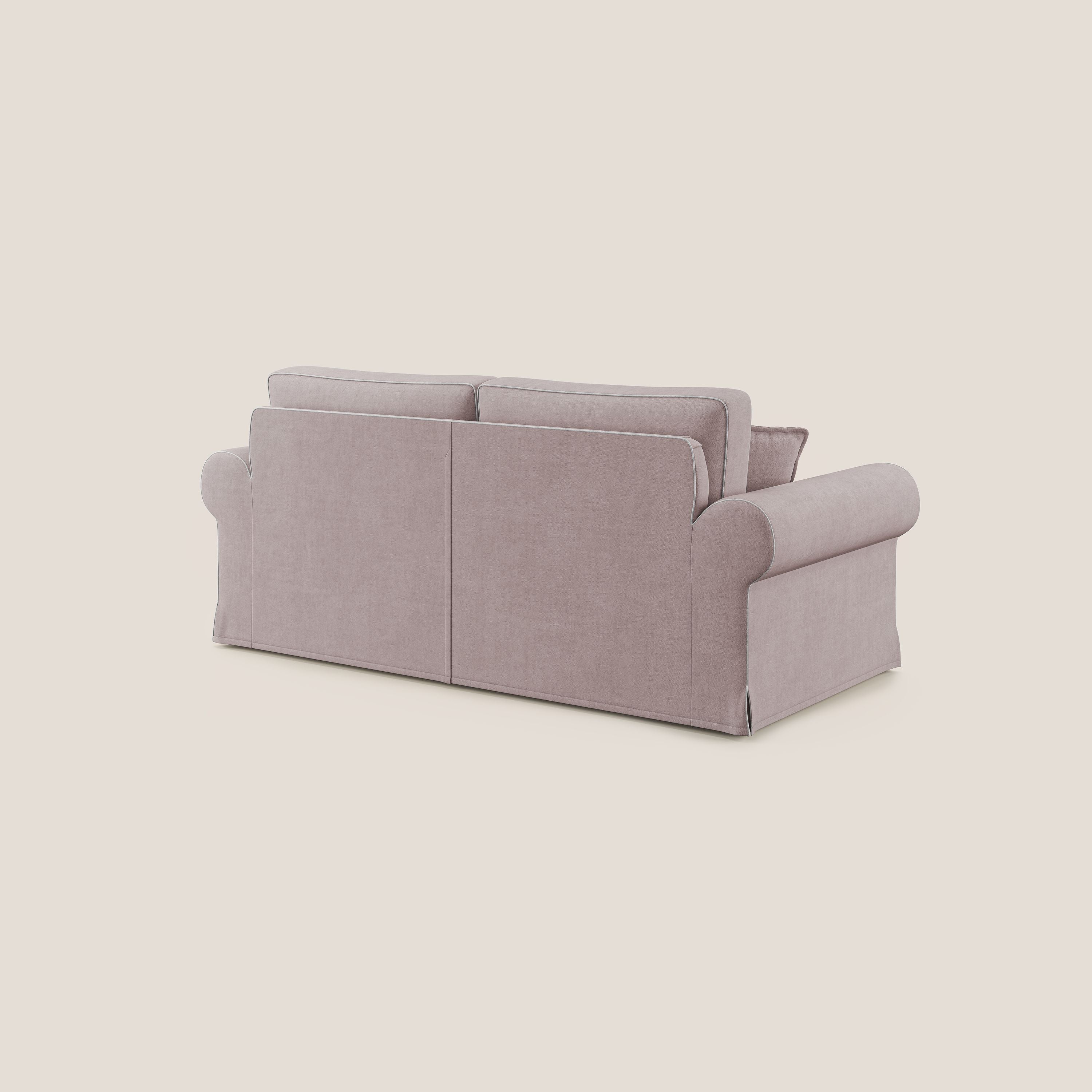 Lady divano classico bicolore in piuma d'oca realizzato con tessuto impermeabile T02 rosa - bianco - divani.store