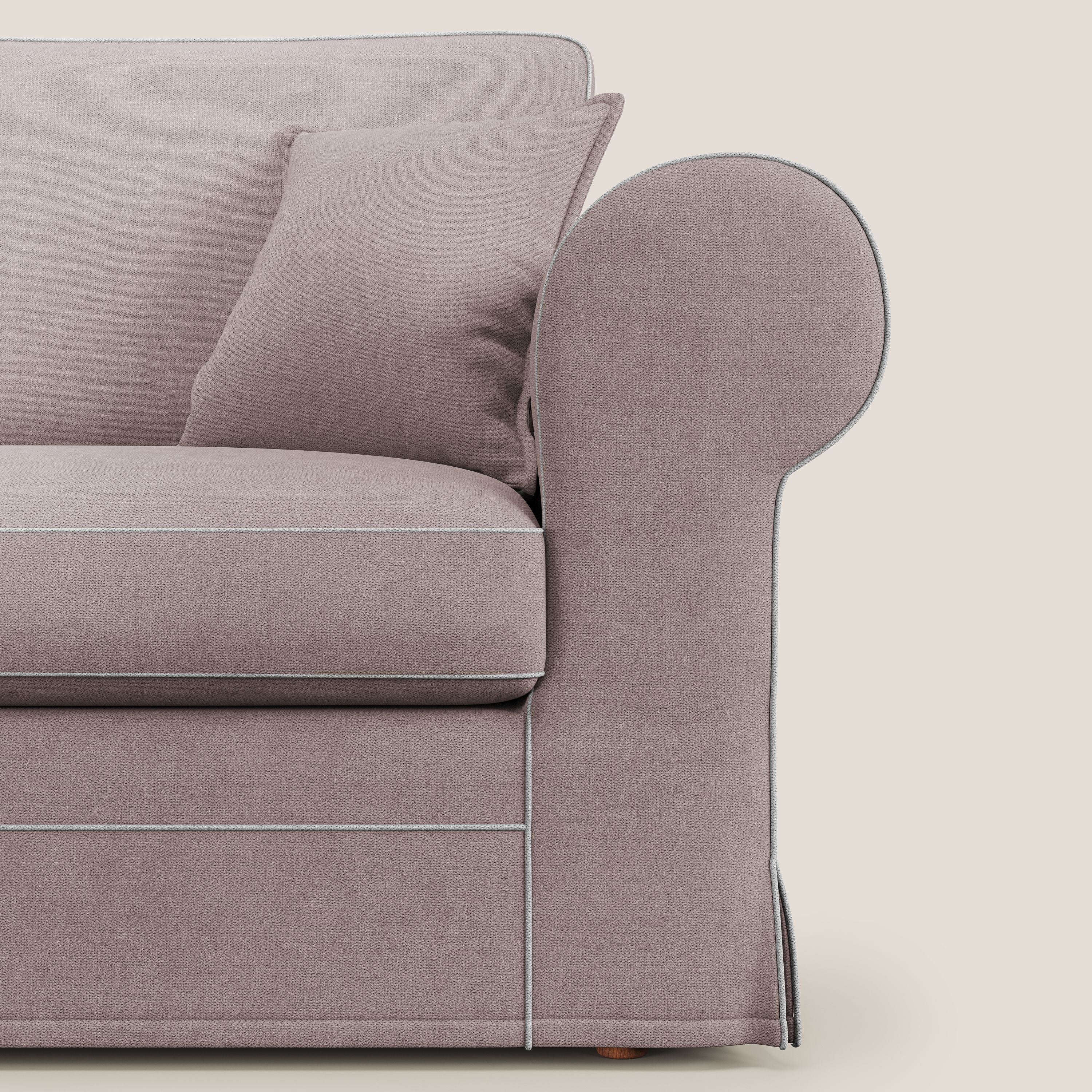 Lady divano classico bicolore in piuma d'oca realizzato con tessuto impermeabile T02 rosa - bianco - divani.store