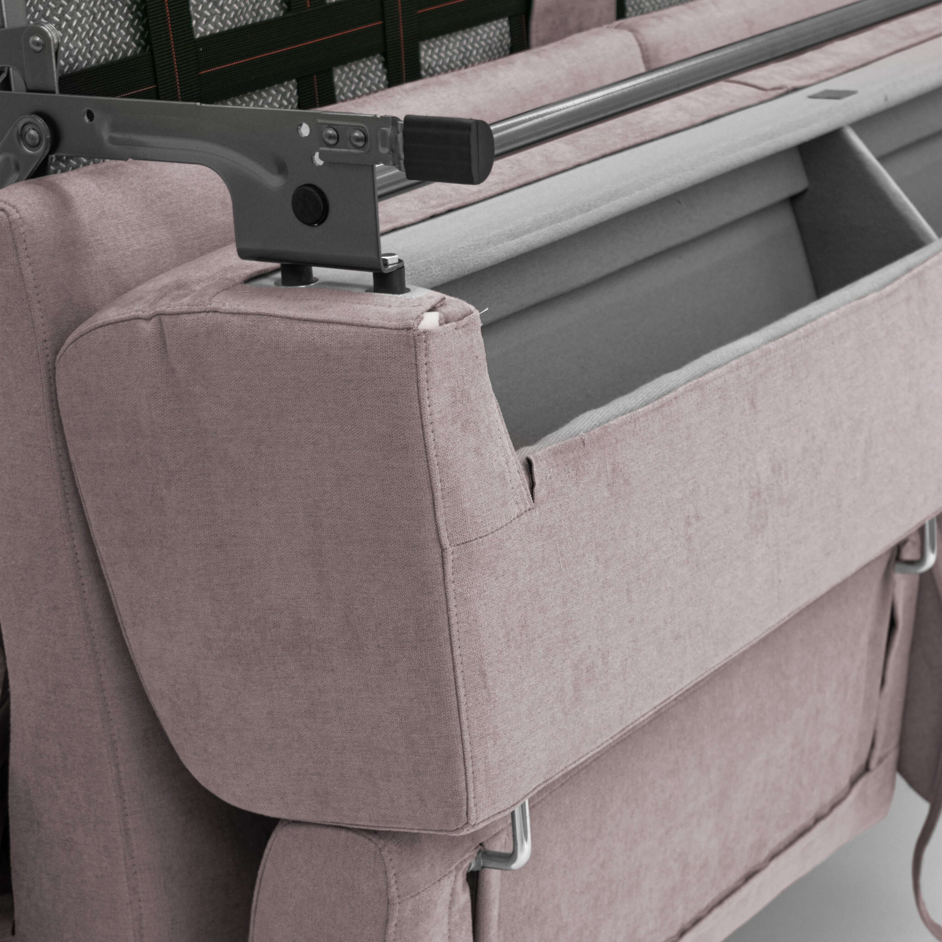 Bjorn divano letto sfoderabile con materasso H18 cm e poggiatesta reclinabili in tessuto impermeabile T02 rosa - divani.store