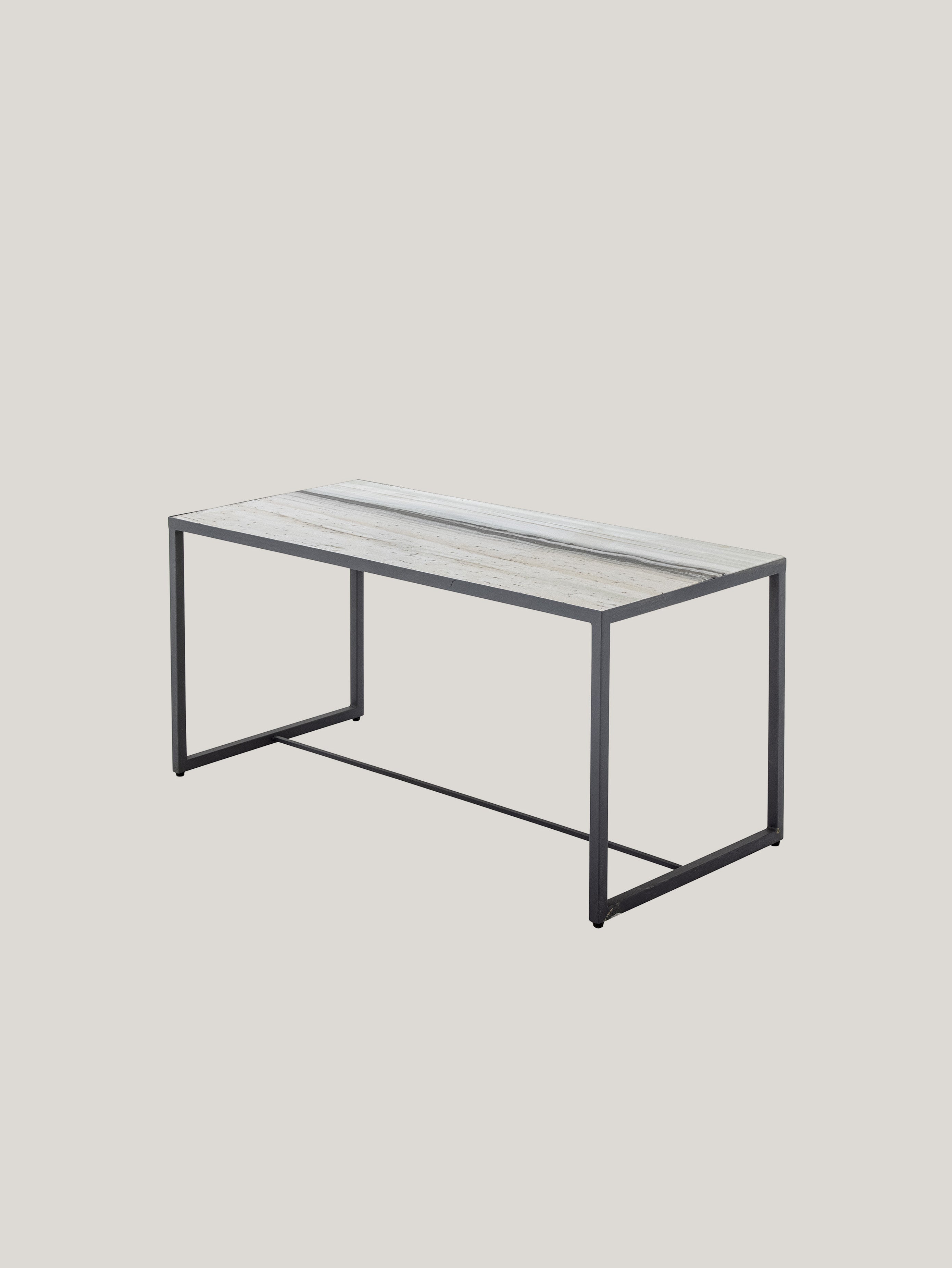 Ines tavolino rettangolare in marmo bianco venato con struttura antracite - divani.store