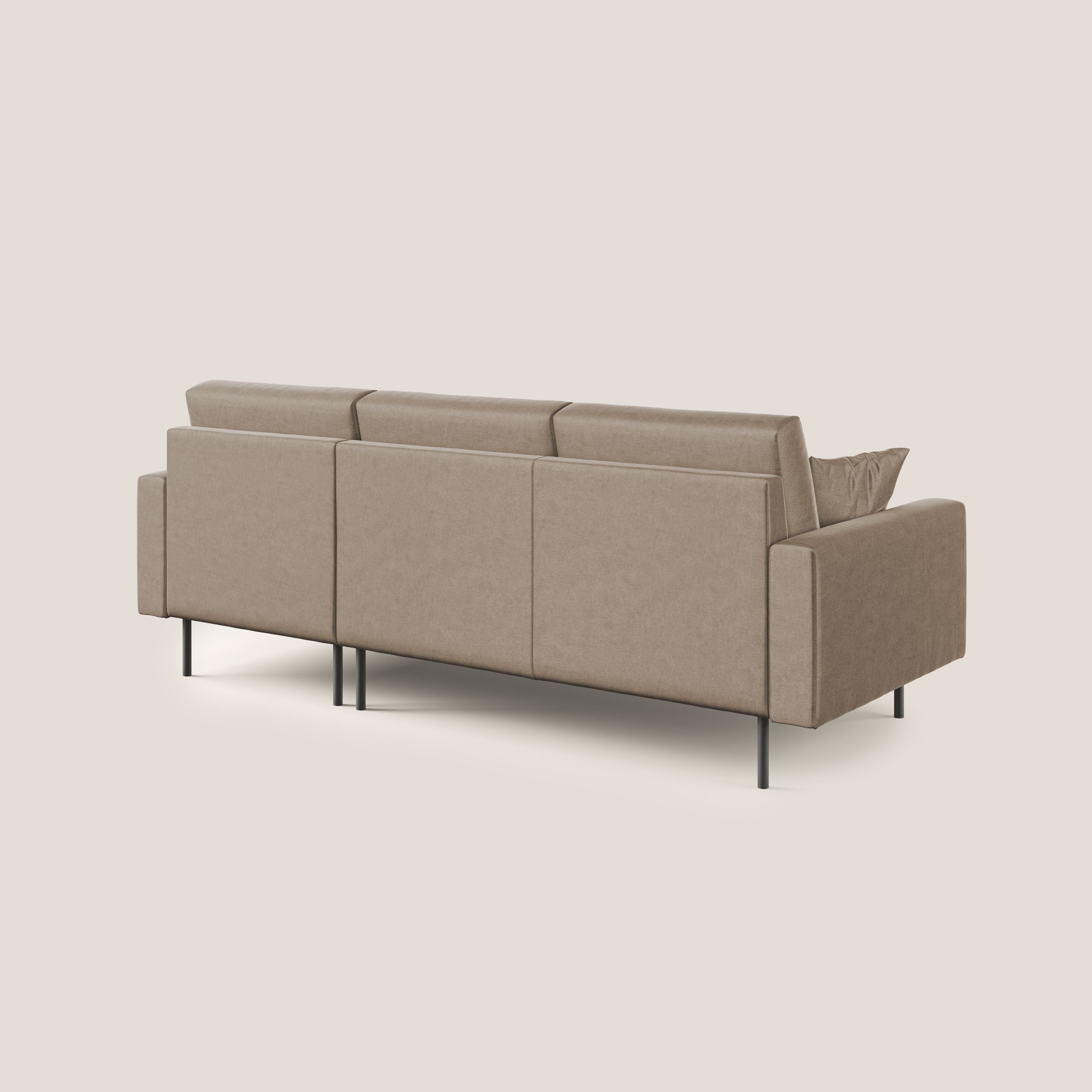 Arthur divano moderno angolare in velluto morbido impermeabile T01 marrone - divani.store