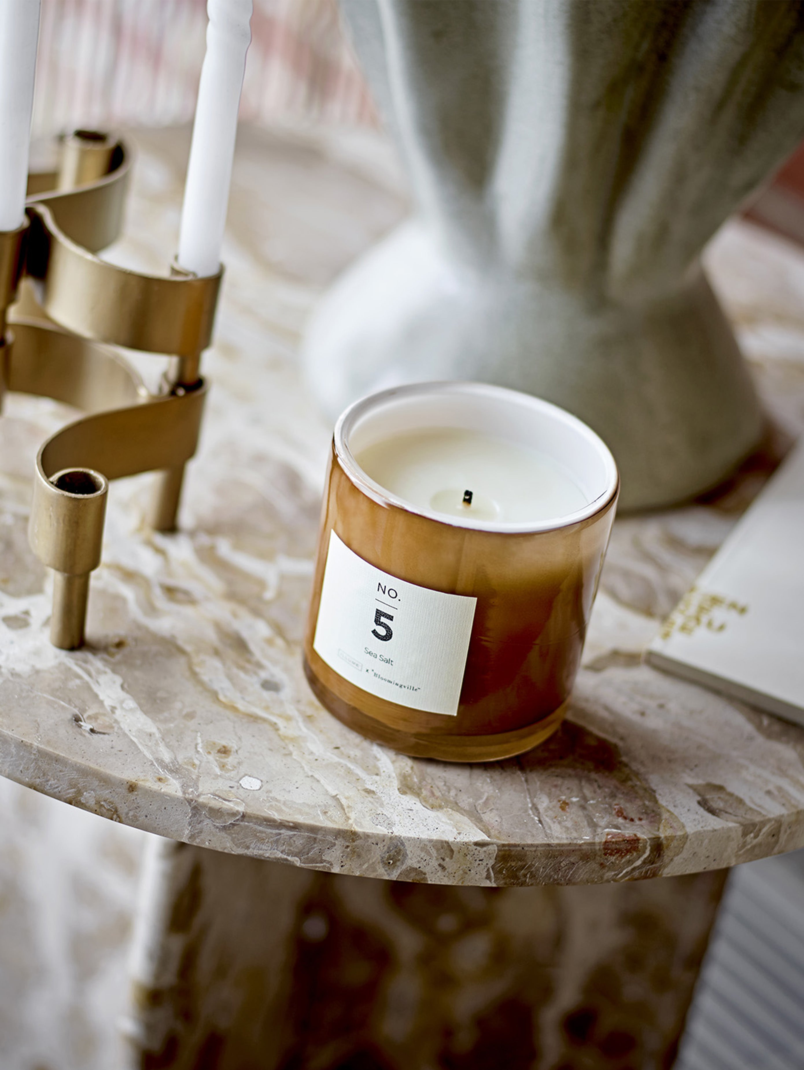 Jasmia tavolino in marmo marrone rotondo - divani.store