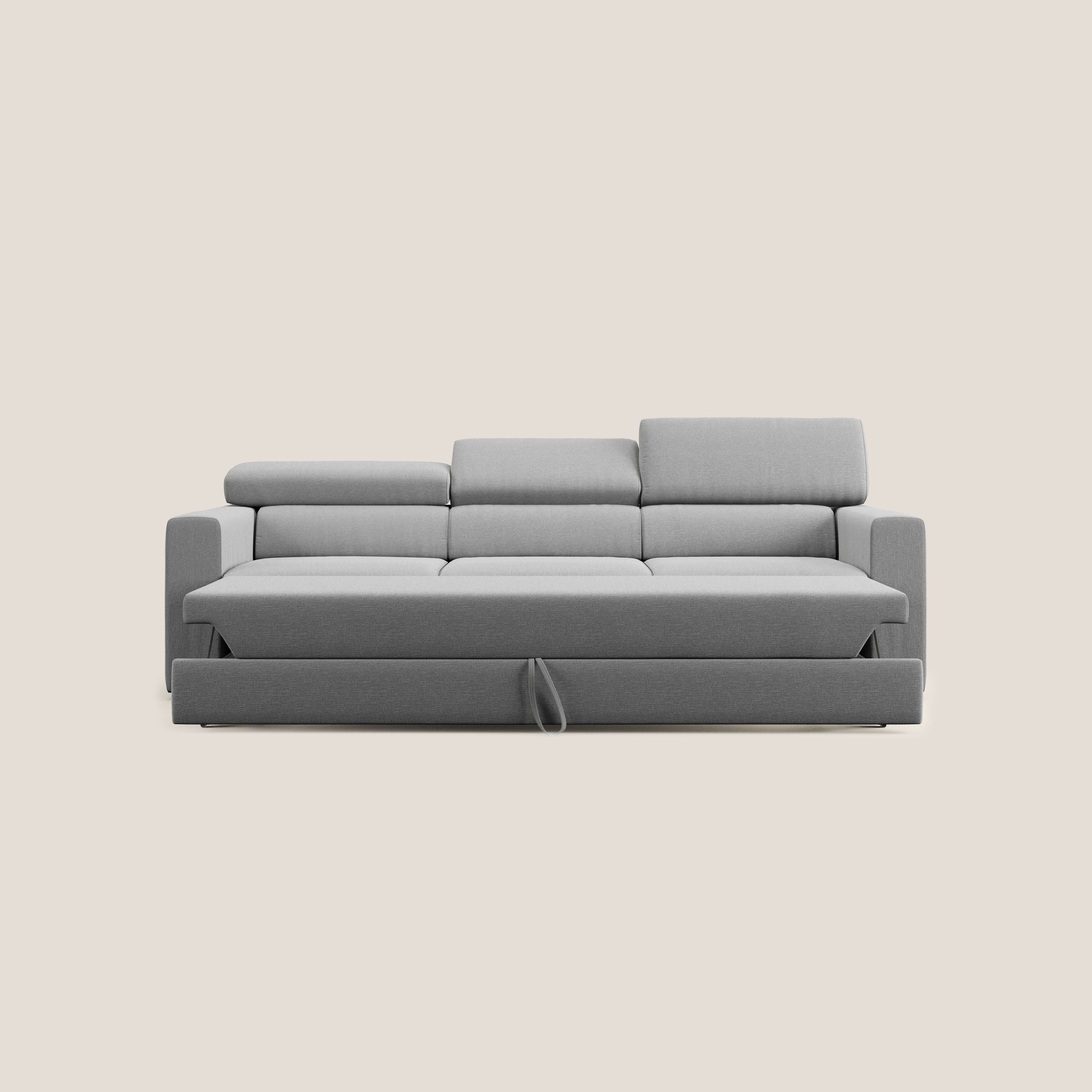 Dylan divano a 3 sedute con pouf estraibile poggiapiedi in tessuto simil cotone impermeabile T13 grigio - divani.store