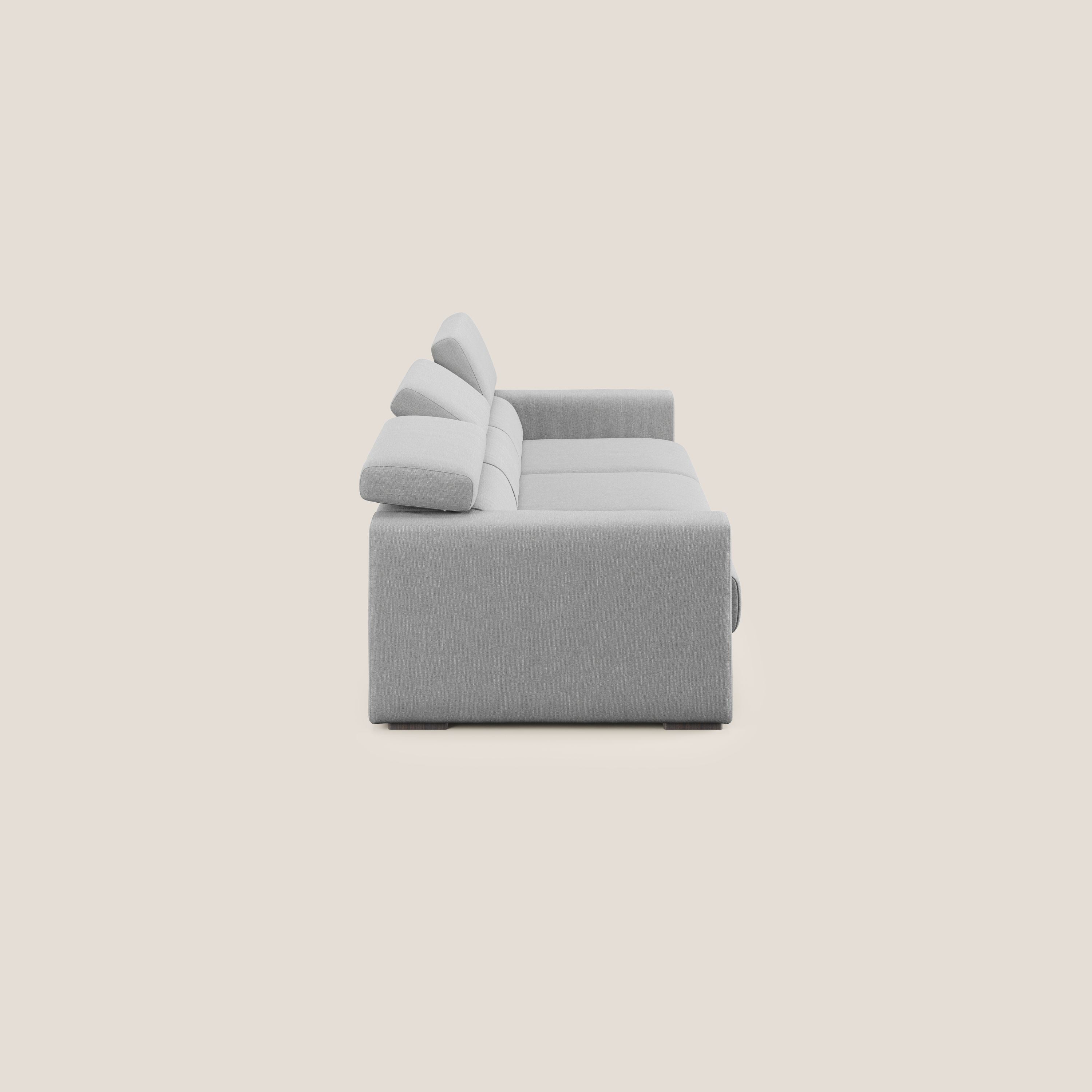 Dylan divano a 3 sedute con pouf estraibile poggiapiedi in tessuto simil cotone impermeabile T13 grigio - divani.store
