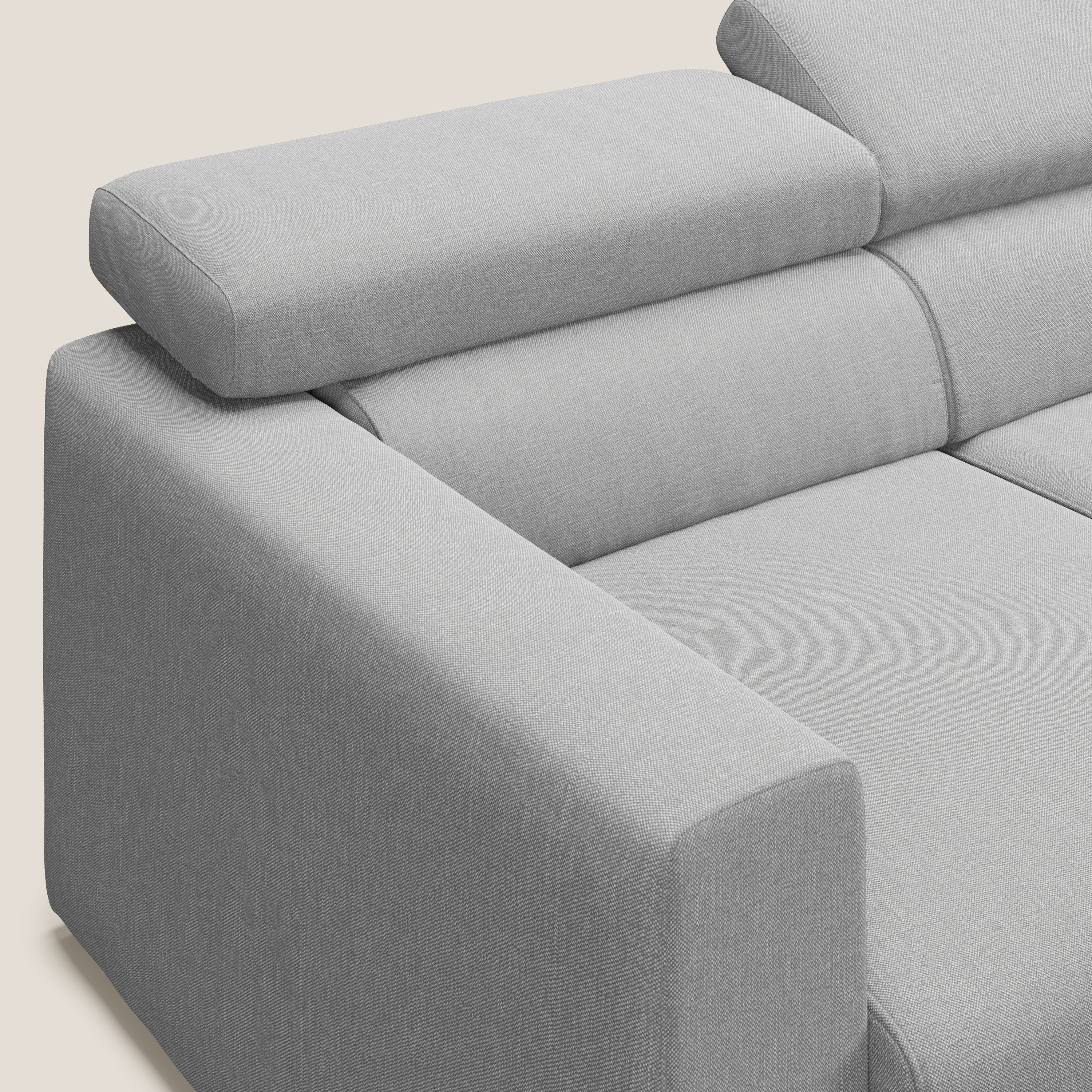 Dylan divano a 3 sedute con pouf estraibile poggiapiedi in tessuto simil cotone impermeabile T13 grigio - divani.store