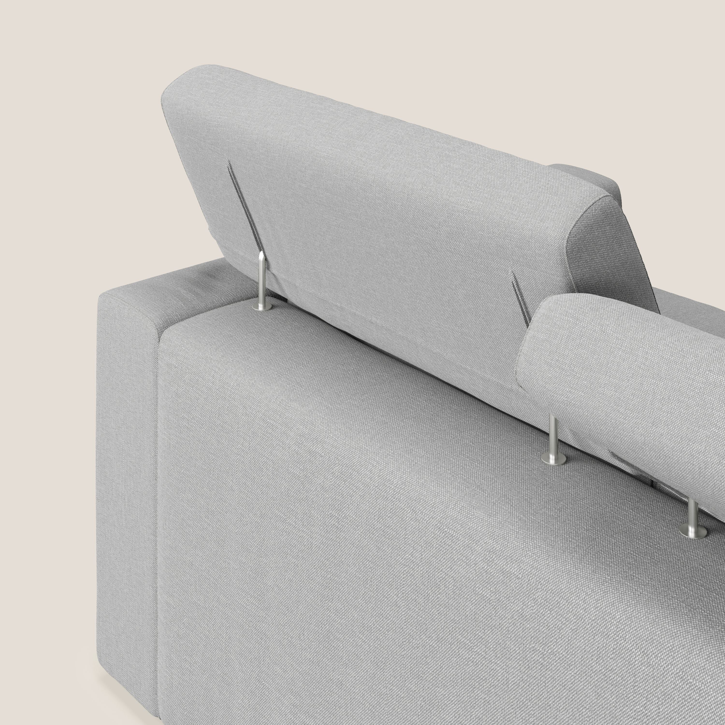 Dylan divano a 3 sedute con pouf estraibile poggiapiedi in tessuto simil cotone impermeabile T13 grigio - divani.store