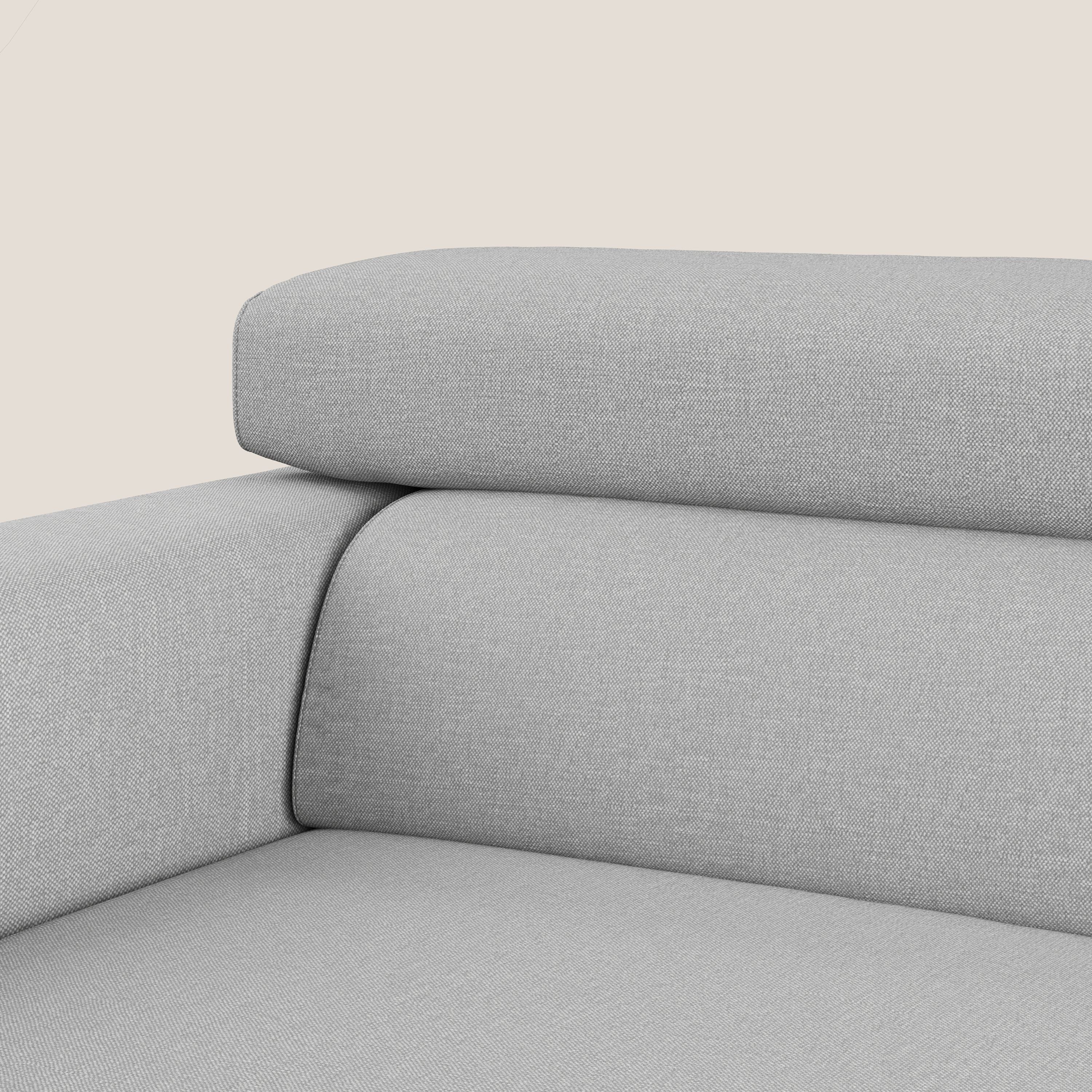 Dylan divano a 3 sedute con pouf estraibile poggiapiedi in tessuto simil cotone impermeabile T13 grigio - divani.store