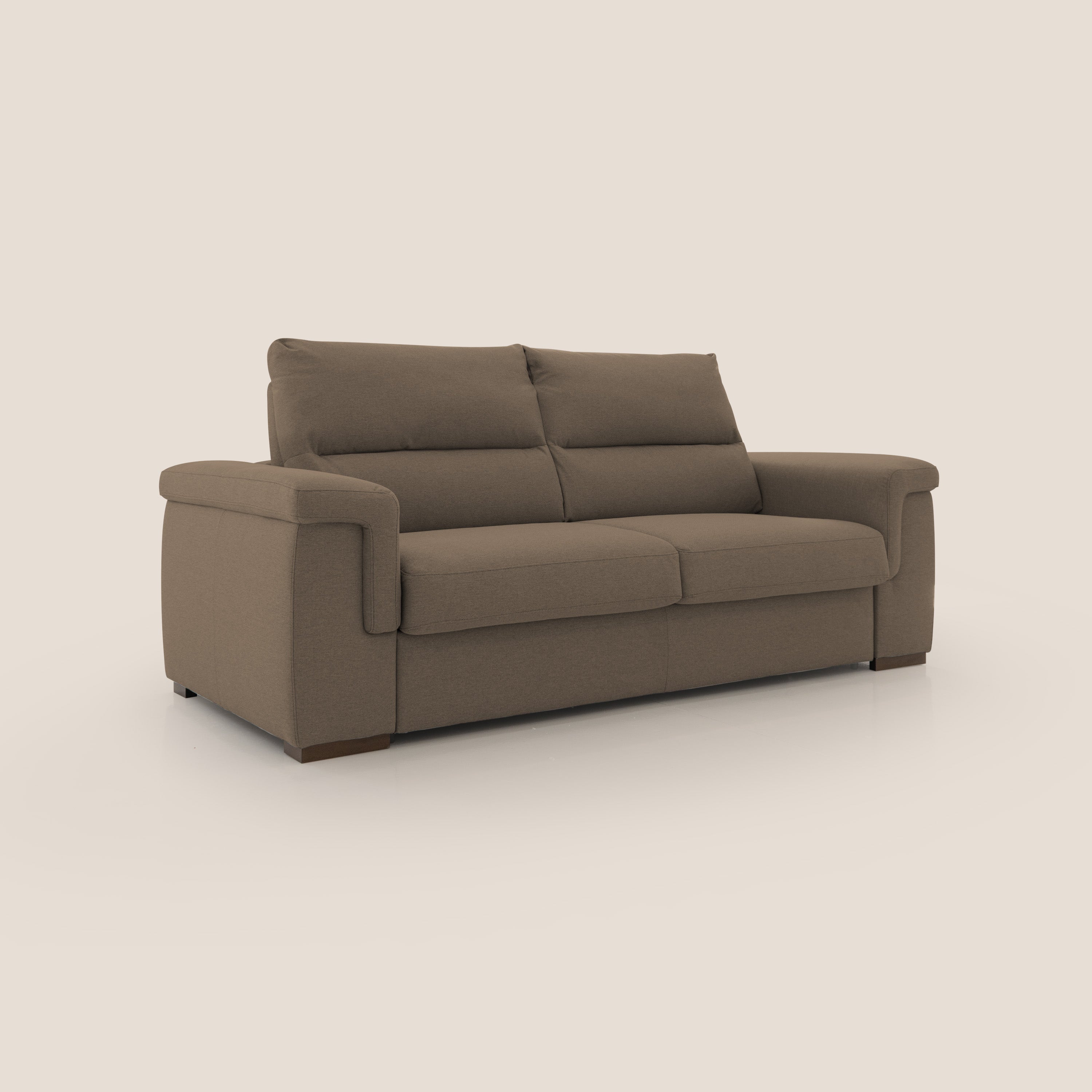 Magnolia divano letto con materasso alto 18 cm morbido schienale alto in tessuto smacchiabile T05 marrone - divani.store