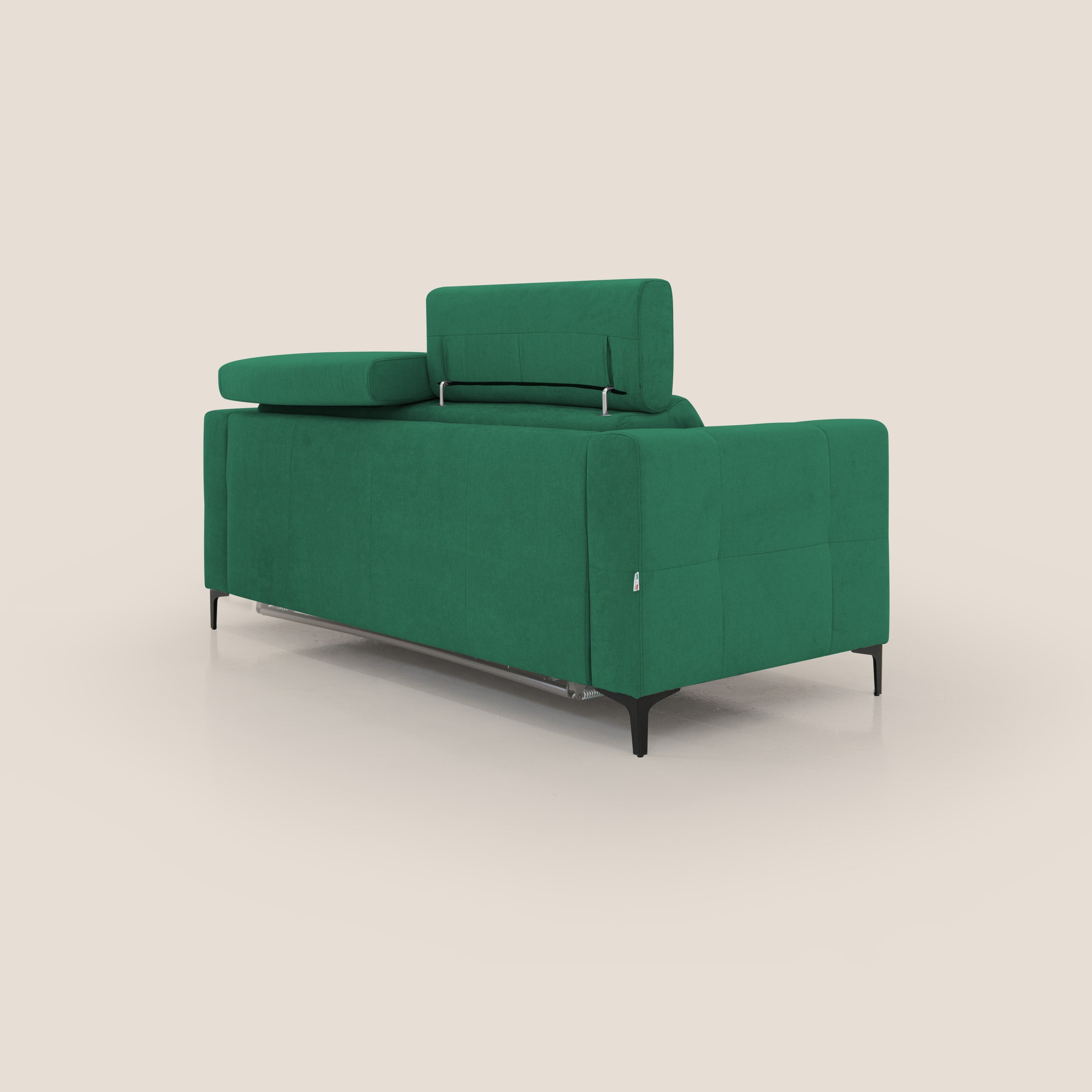 Gardenia divano letto materasso alto 18 cm con poggiatesta reclinabili e rivestimento impermeabile T02 verde - divani.store
