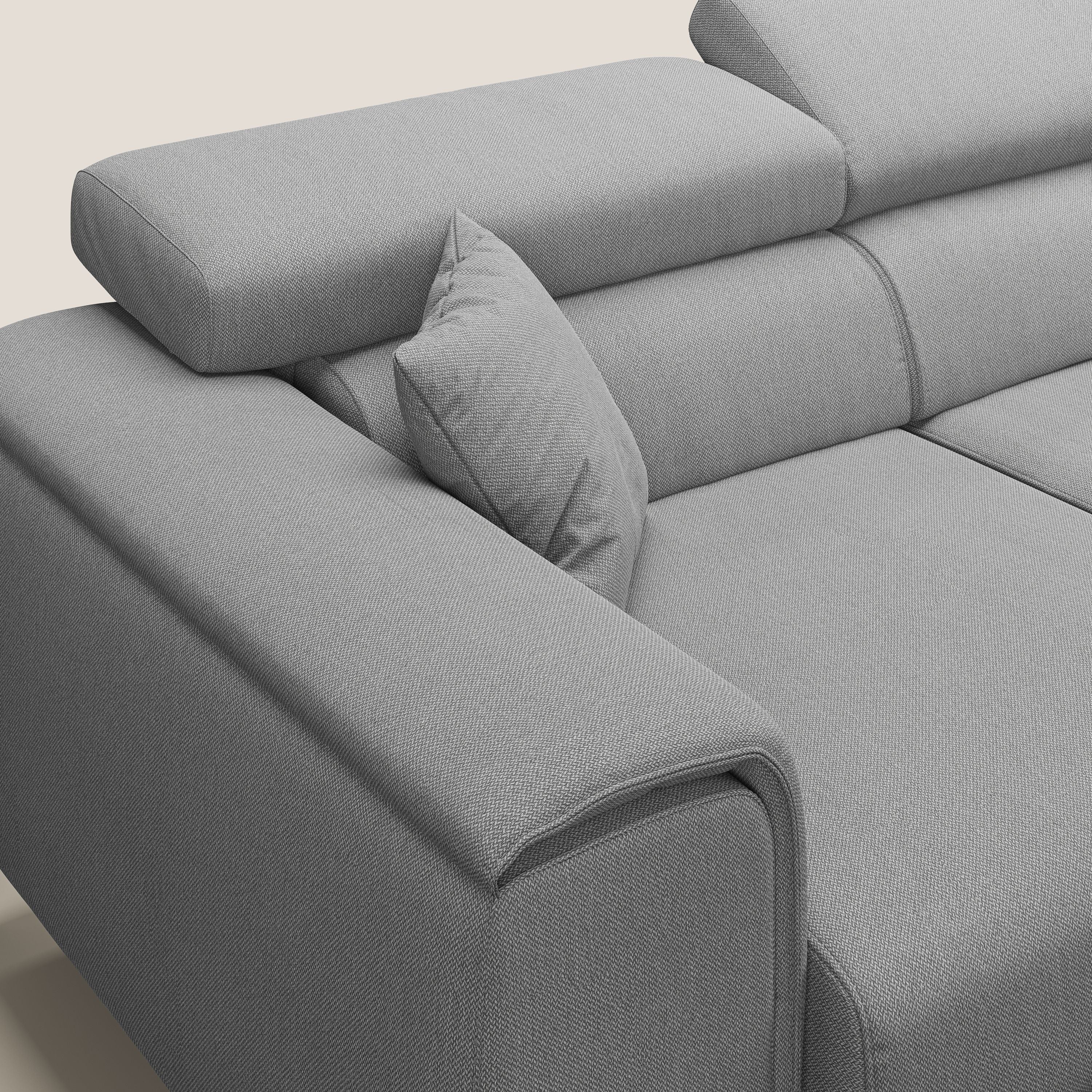 Fusion Divano angolare con sedute scorrevoli in tessuto morbido smacchiabile T05 grigio - divani.store