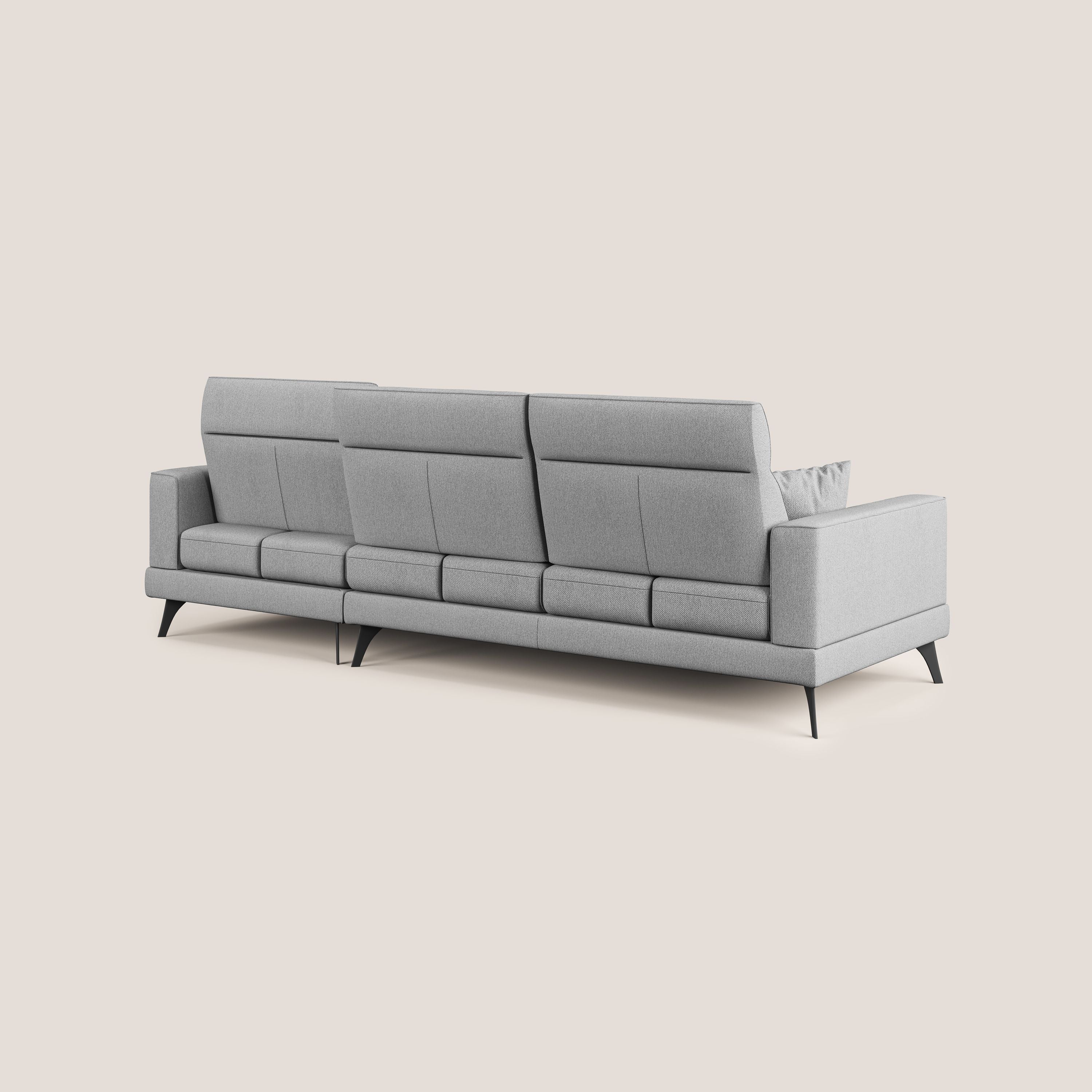 Slide Divano angolare con schienali traslanti e poggiatesta regolabili in tessuto smacchiabile T05 grigio - divani.store