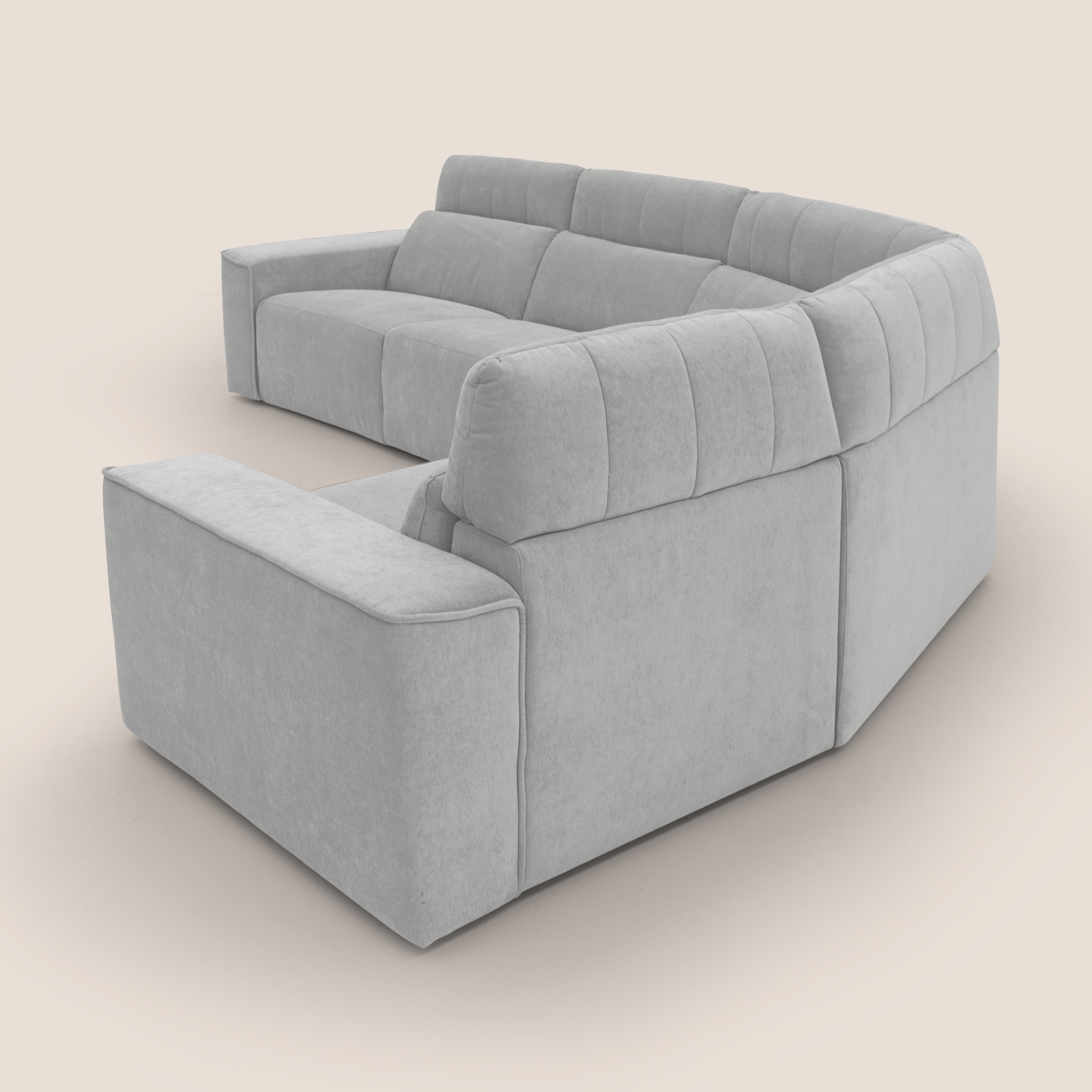 Clark Divano modulare angolare REVERSIBILE con opzione relax elettrico in tessuto smacchiabile impermeabile T17 grigio - divani.store
