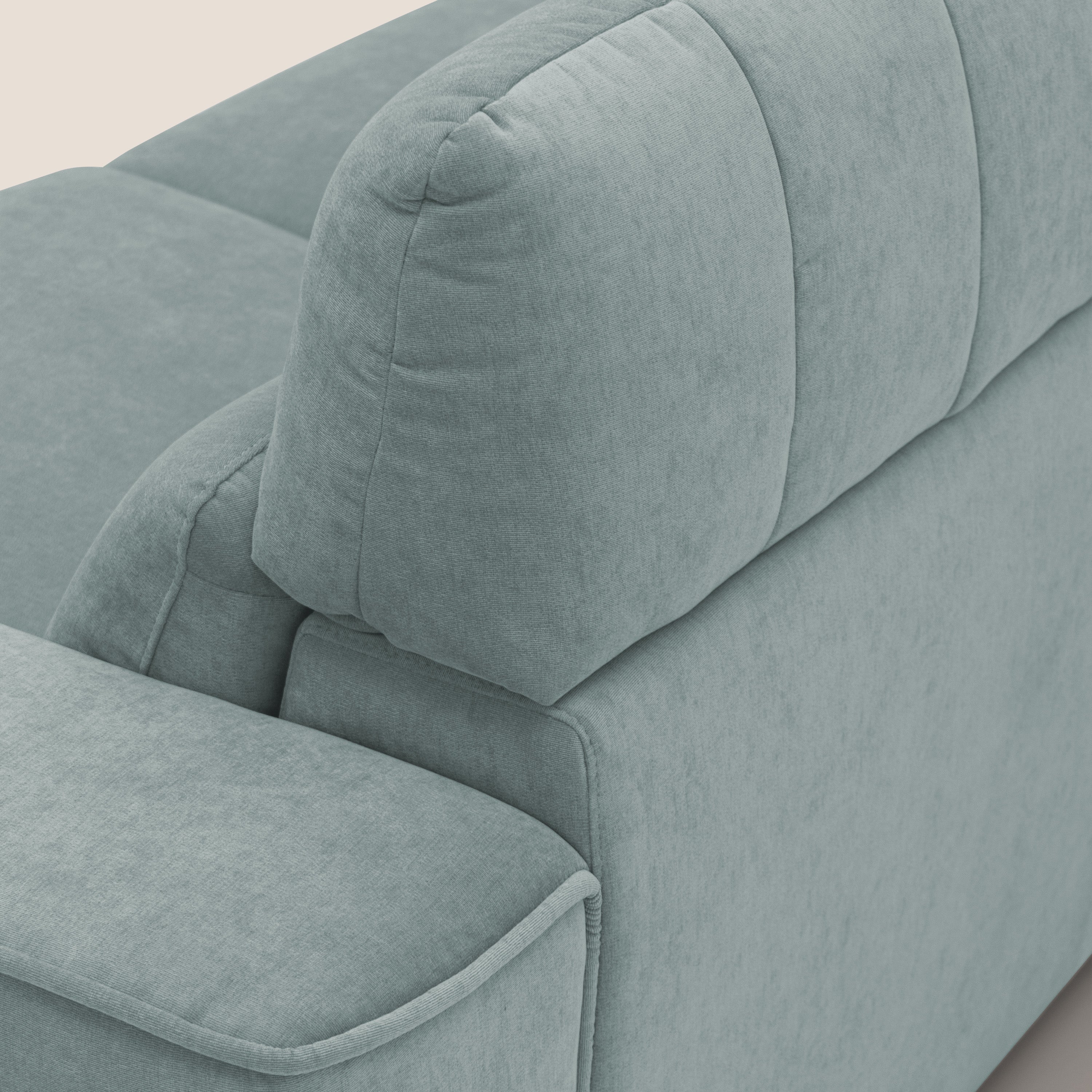 Clark Divano angolare con opzione relax elettrico in tessuto smacchiabile impermeabile T17 verde acqua - divani.store