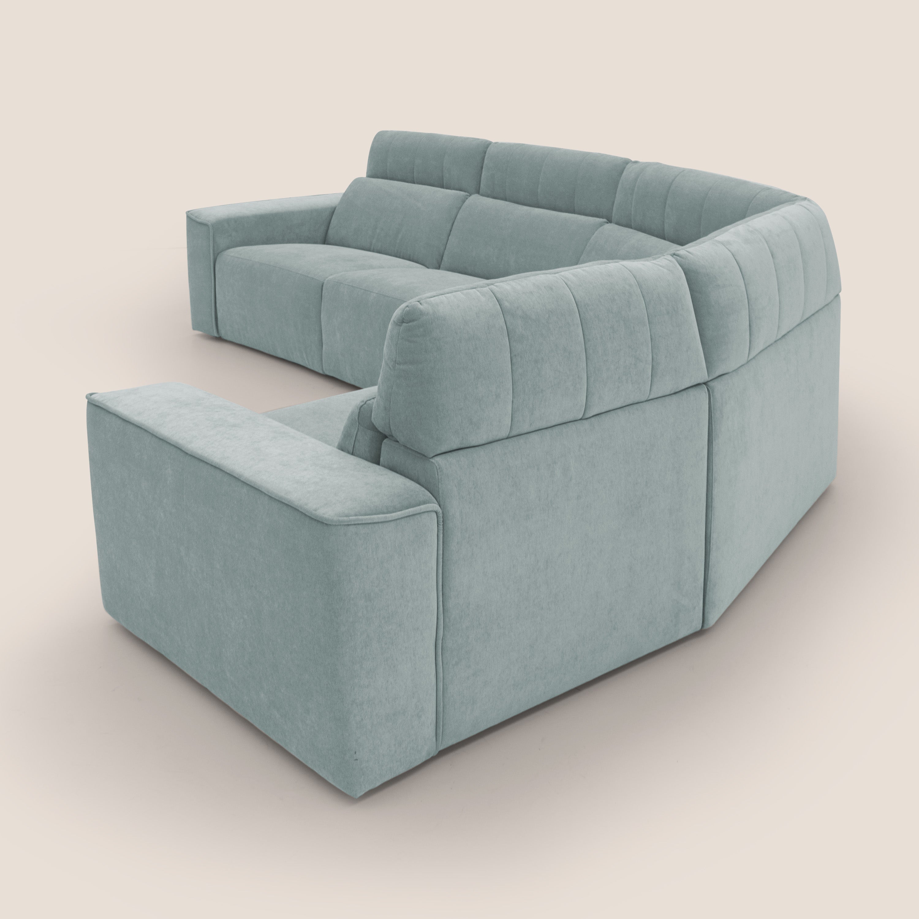 Clark Divano modulare angolare REVERSIBILE con opzione relax elettrico in tessuto smacchiabile impermeabile T17 verde acqua - divani.store