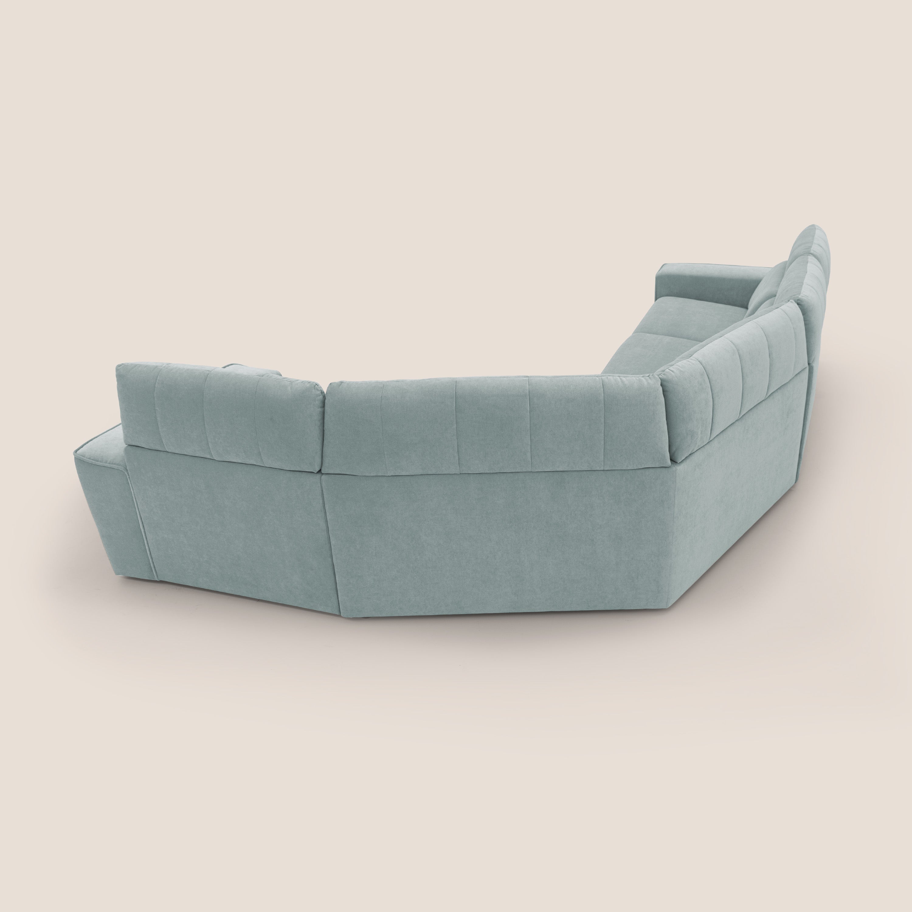 Clark Divano modulare angolare REVERSIBILE con opzione relax elettrico in tessuto smacchiabile impermeabile T17 verde acqua - divani.store
