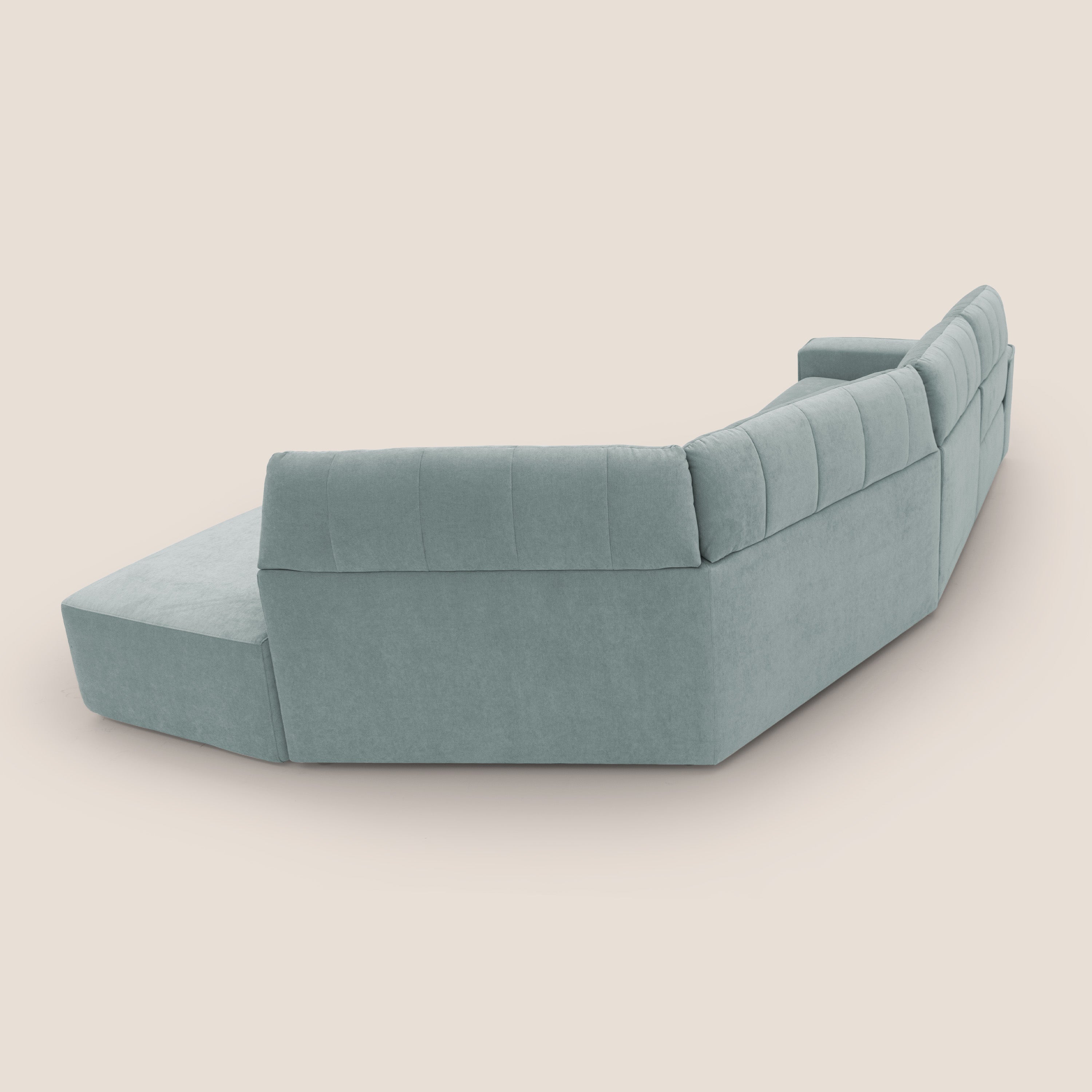 Clark Divano angolare con opzione relax elettrico in tessuto smacchiabile impermeabile T17 verde acqua - divani.store