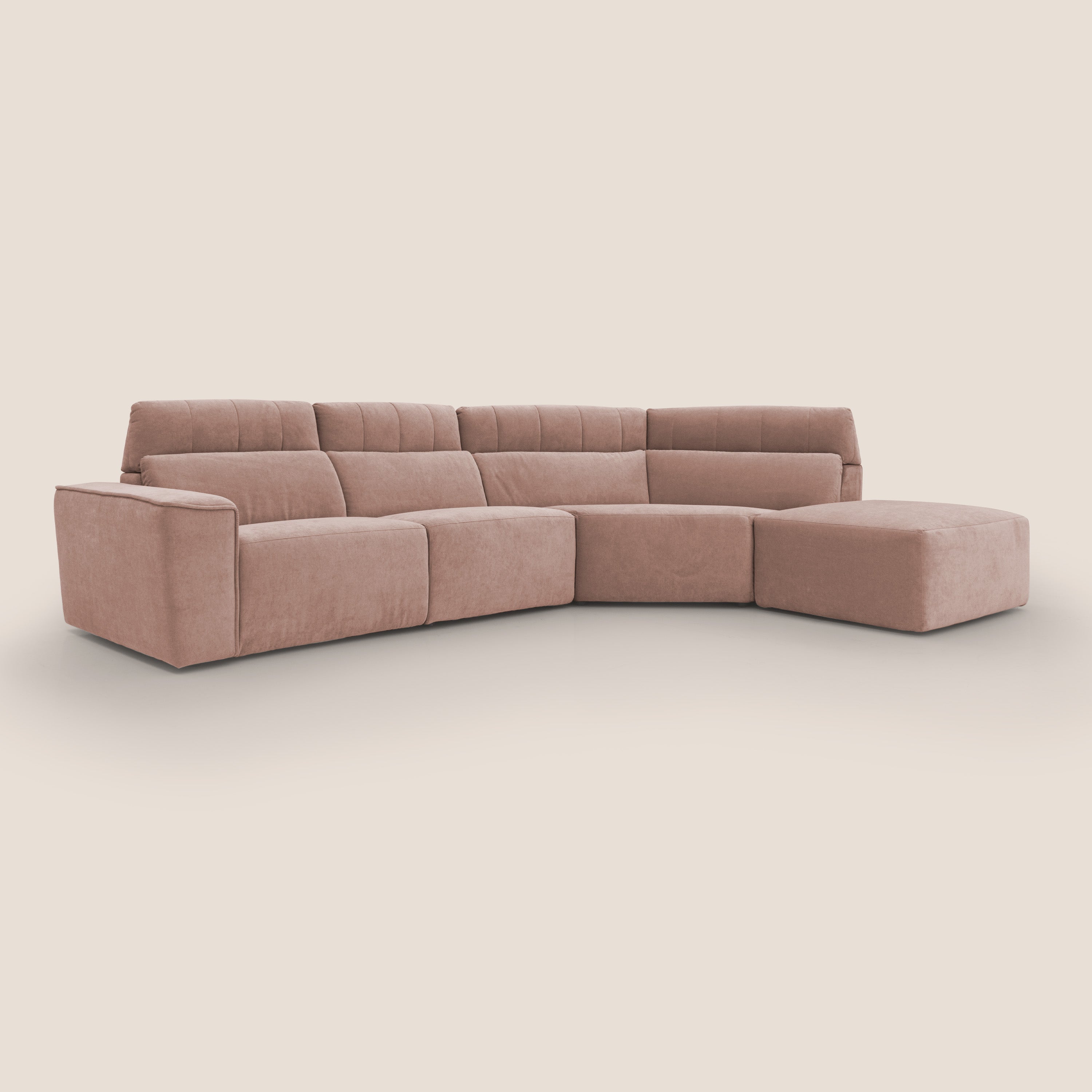 Clark Divano angolare con opzione relax elettrico in tessuto smacchiabile impermeabile T17 rosa - divani.store