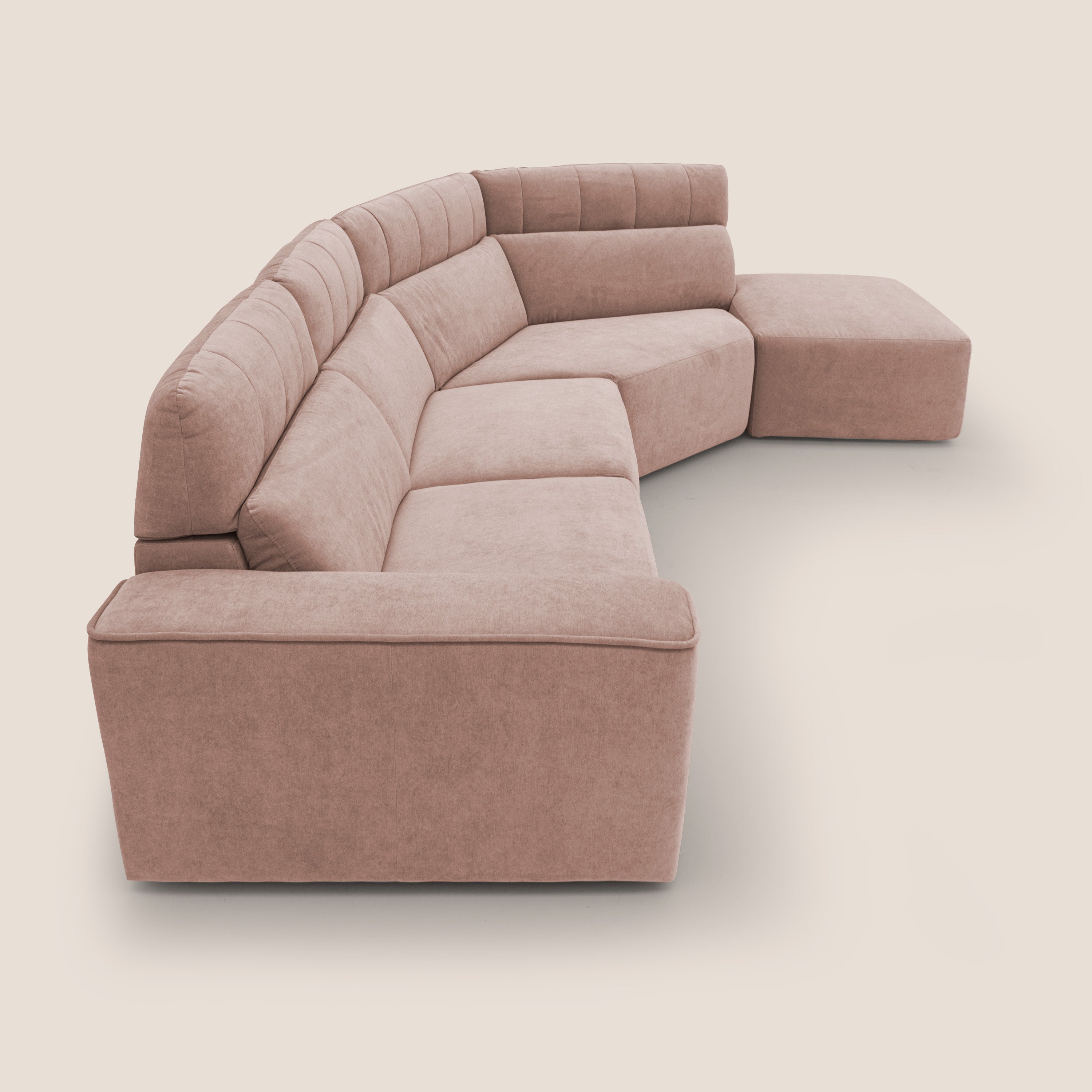 Clark Divano angolare con opzione relax elettrico in tessuto smacchiabile impermeabile T17 rosa - divani.store