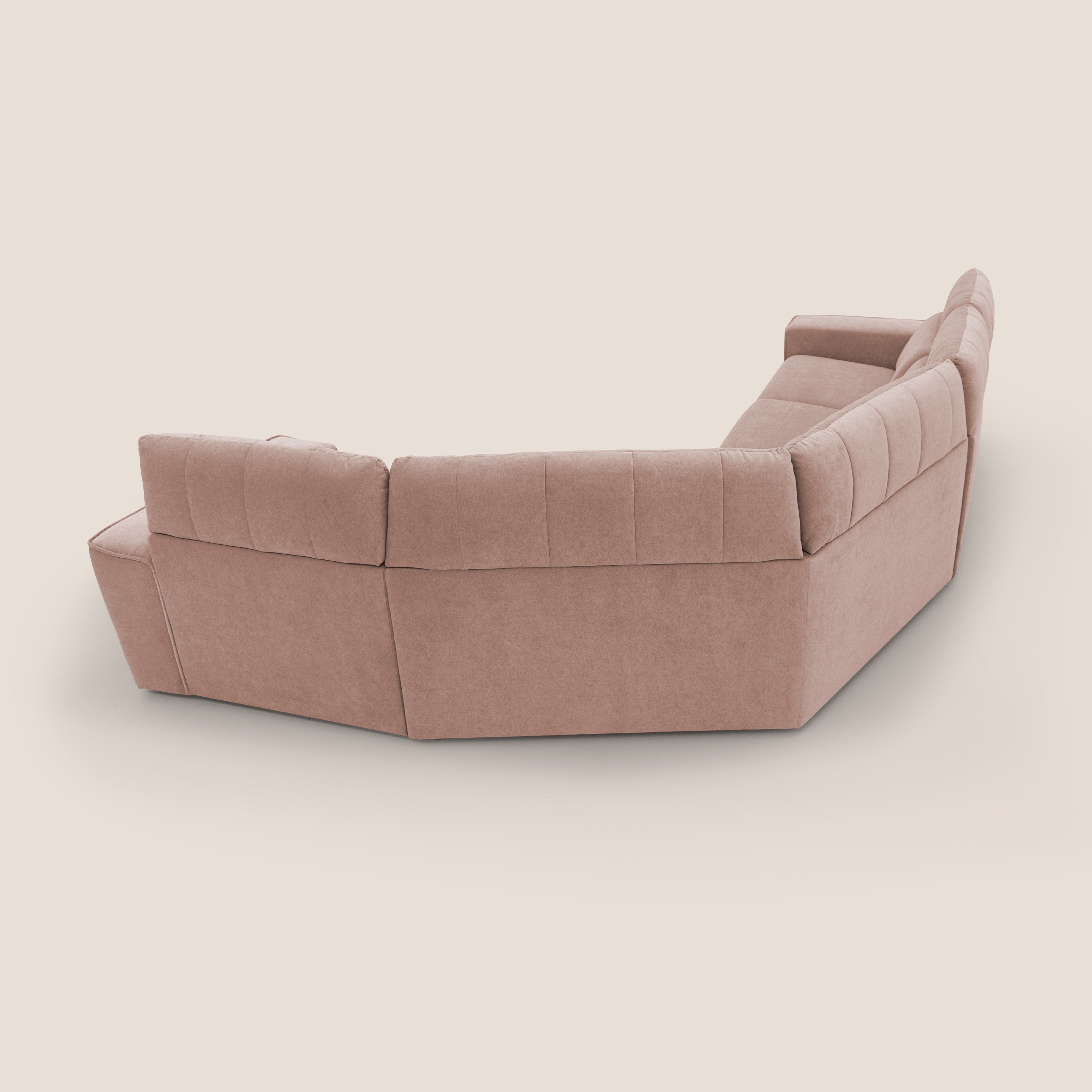 Clark Divano modulare angolare REVERSIBILE con opzione relax elettrico in tessuto smacchiabile impermeabile T17 rosa - divani.store