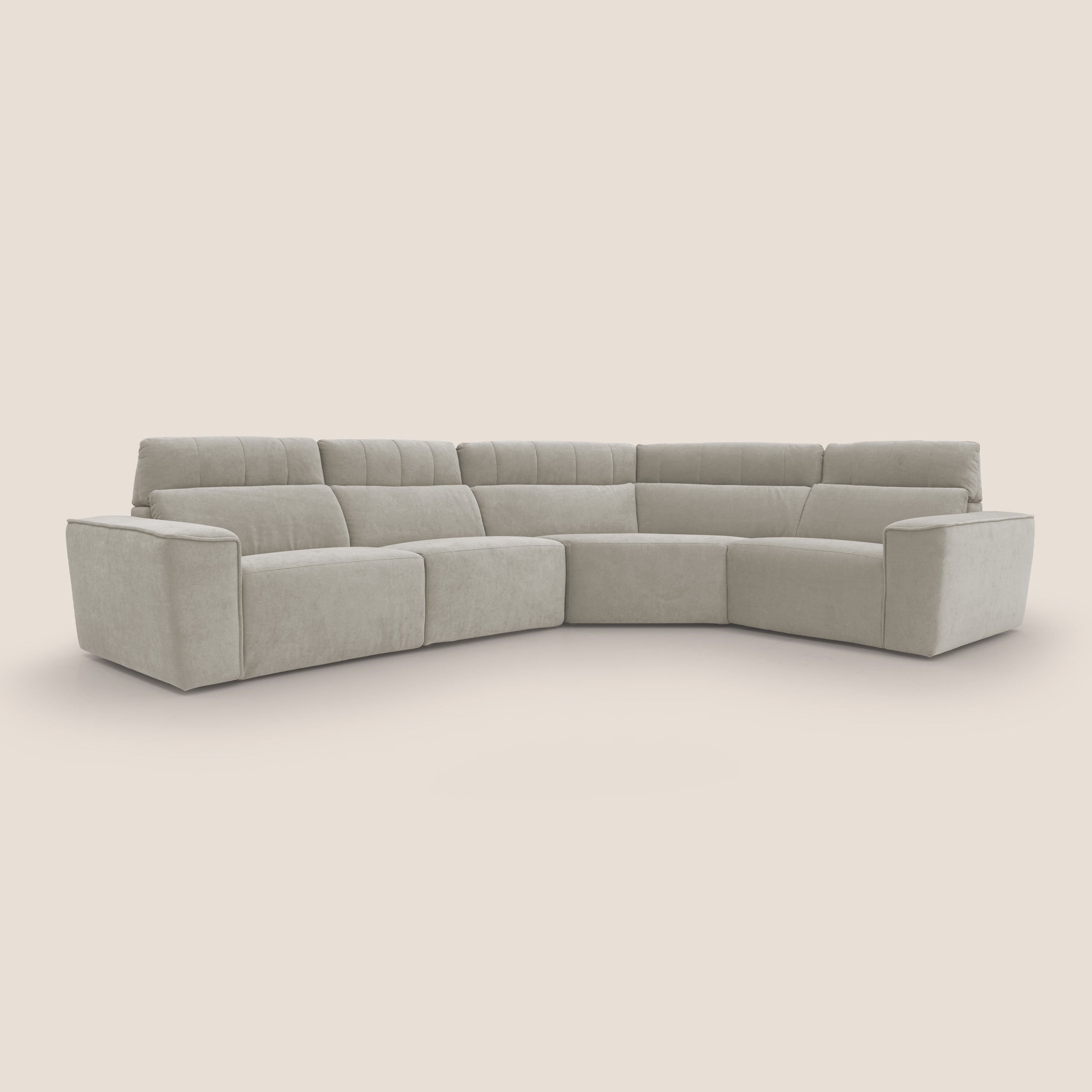 Clark Divano modulare angolare REVERSIBILE con opzione relax elettrico in tessuto smacchiabile impermeabile T17 panna - divani.store