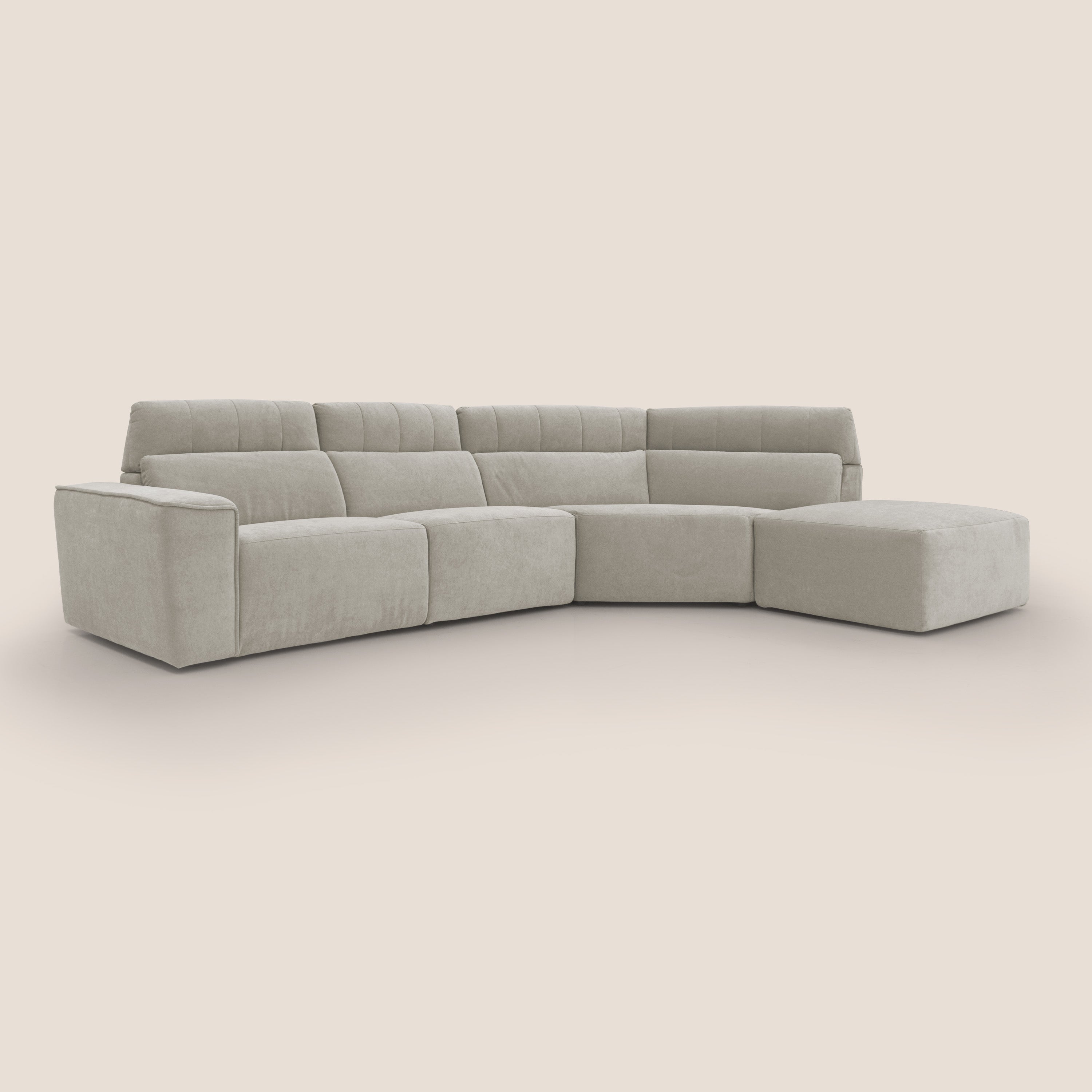 Clark Divano angolare con opzione relax elettrico in tessuto smacchiabile impermeabile T17 panna - divani.store