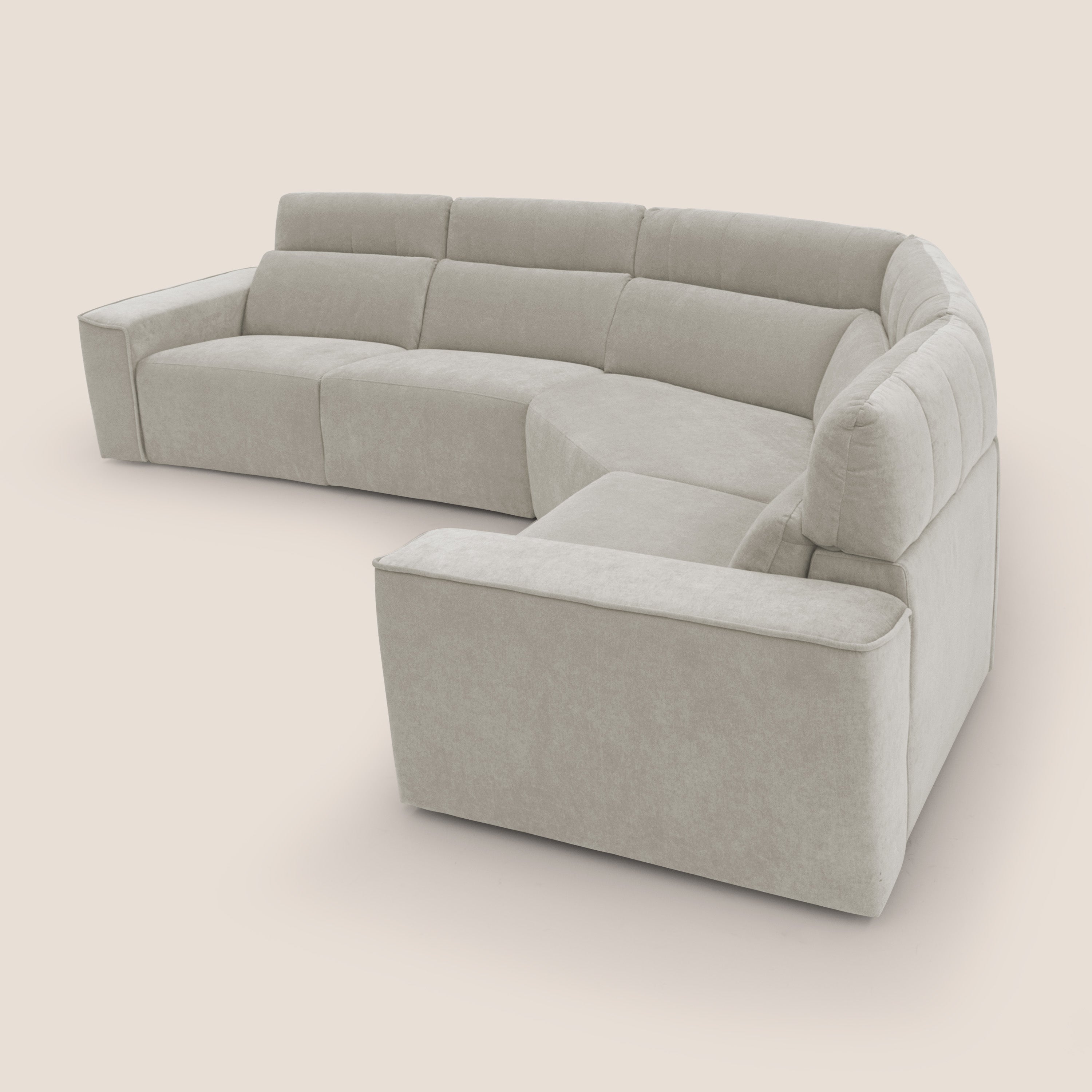 Clark Divano modulare angolare REVERSIBILE con opzione relax elettrico in tessuto smacchiabile impermeabile T17 panna - divani.store