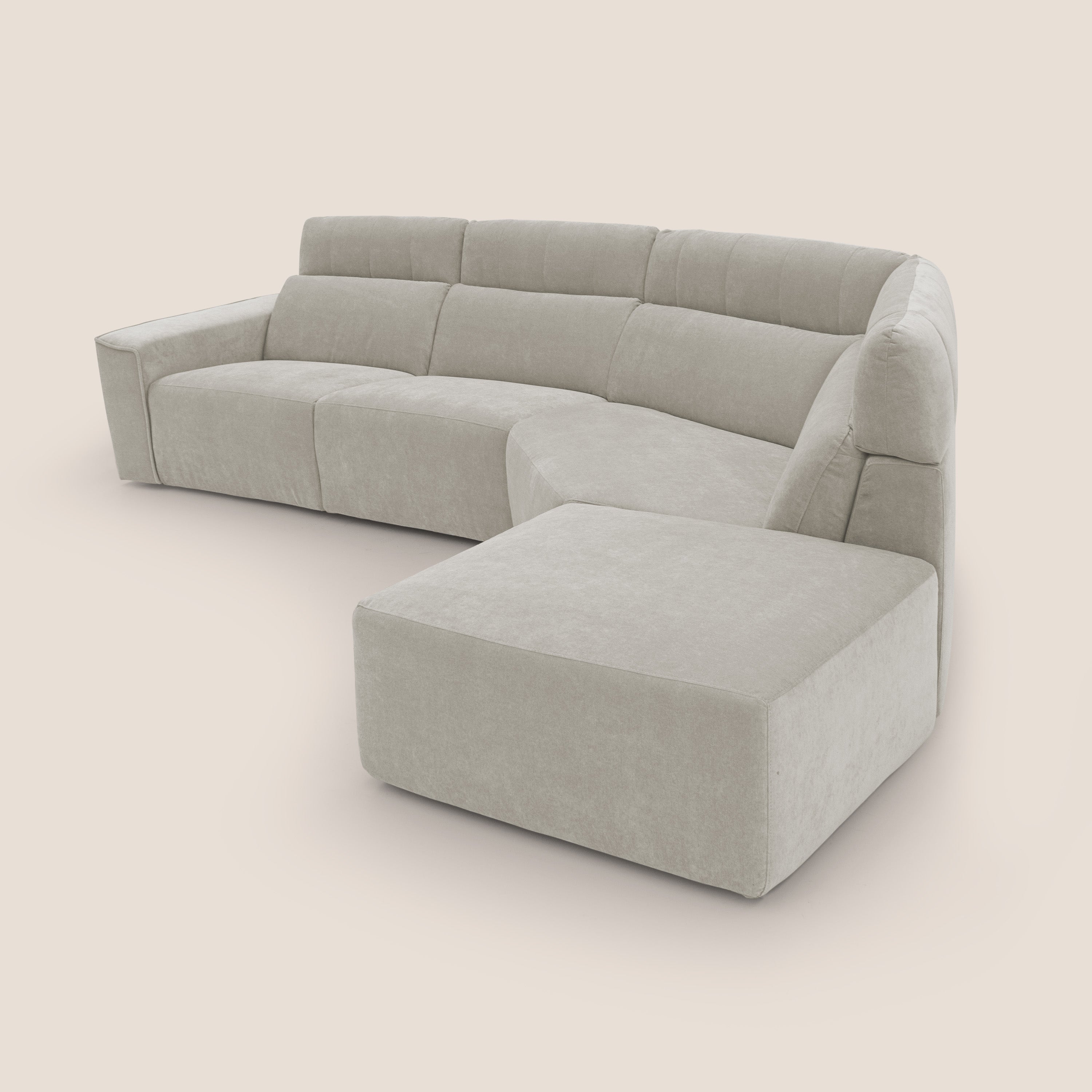 Clark Divano angolare con opzione relax elettrico in tessuto smacchiabile impermeabile T17 panna - divani.store