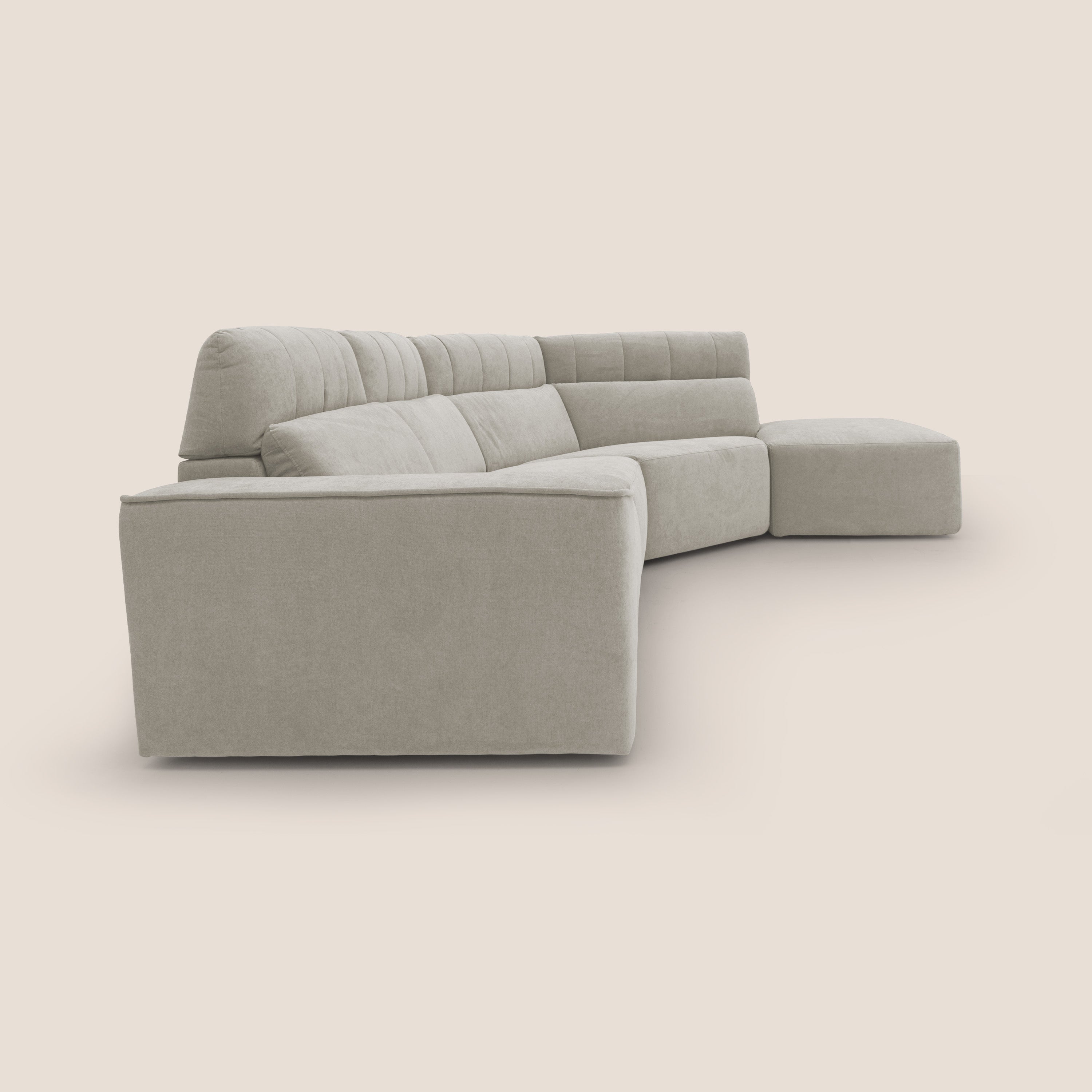 Clark Divano angolare con opzione relax elettrico in tessuto smacchiabile impermeabile T17 panna - divani.store