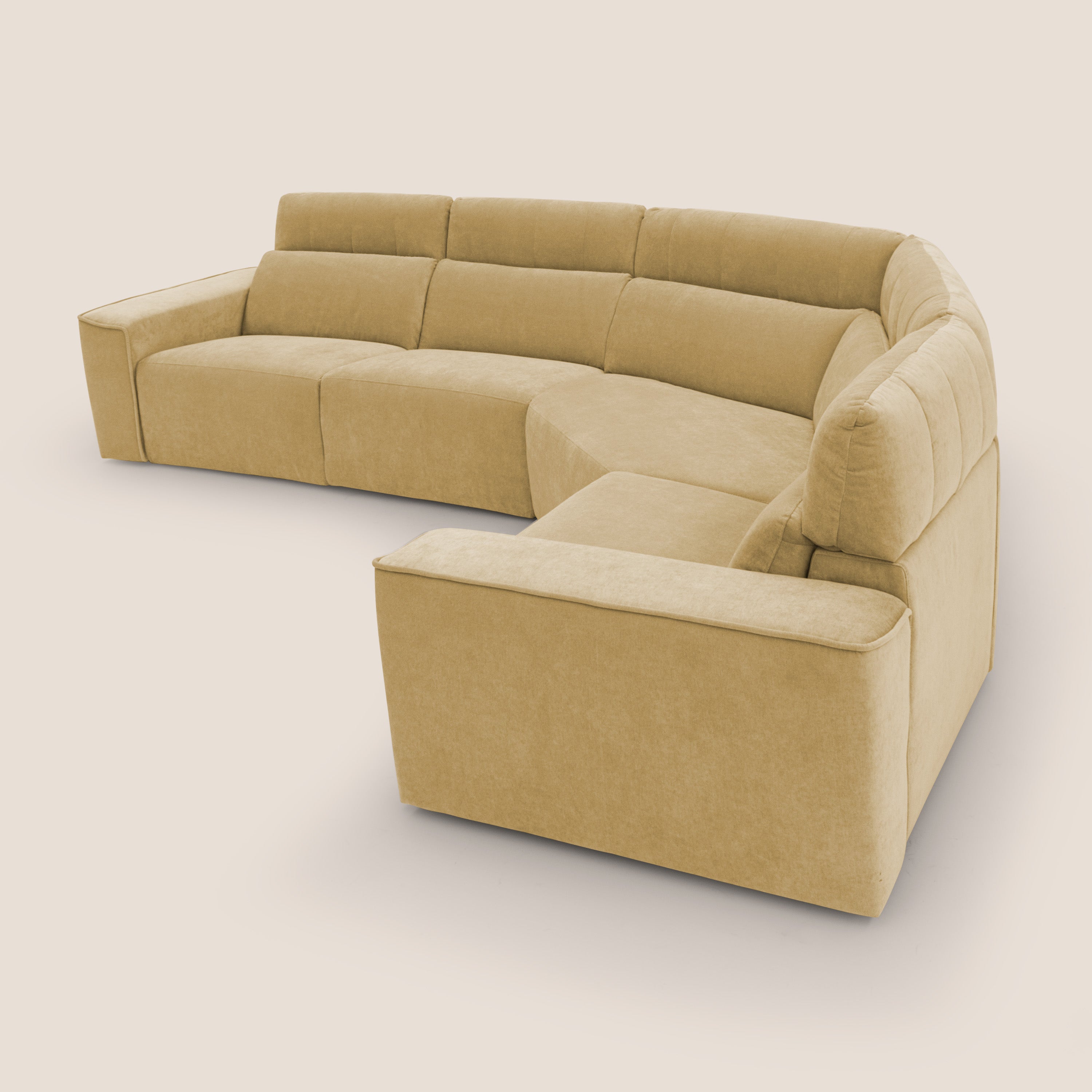 Clark Divano modulare angolare REVERSIBILE con opzione relax elettrico in tessuto smacchiabile impermeabile T17 giallo - divani.store