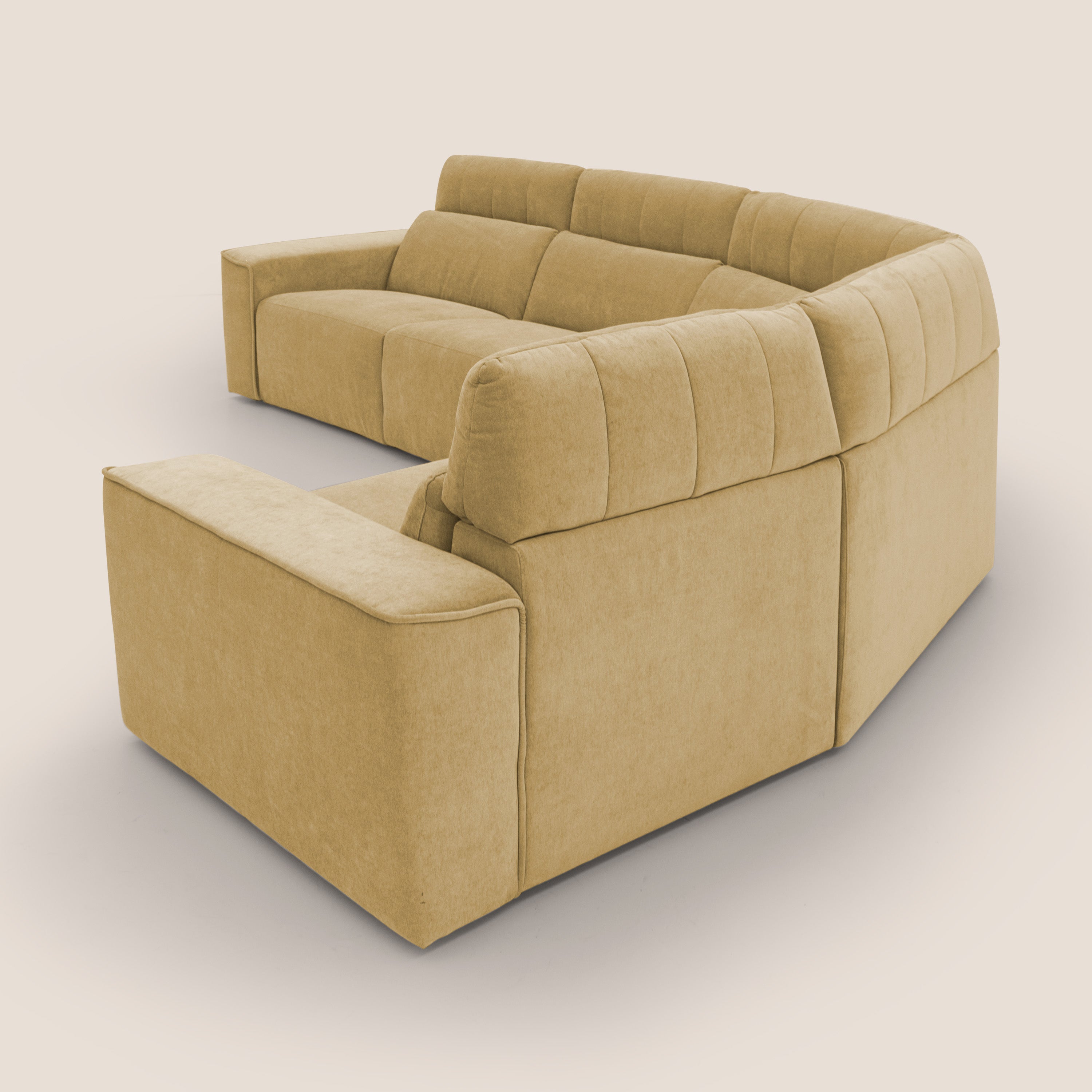 Clark Divano modulare angolare REVERSIBILE con opzione relax elettrico in tessuto smacchiabile impermeabile T17 giallo - divani.store