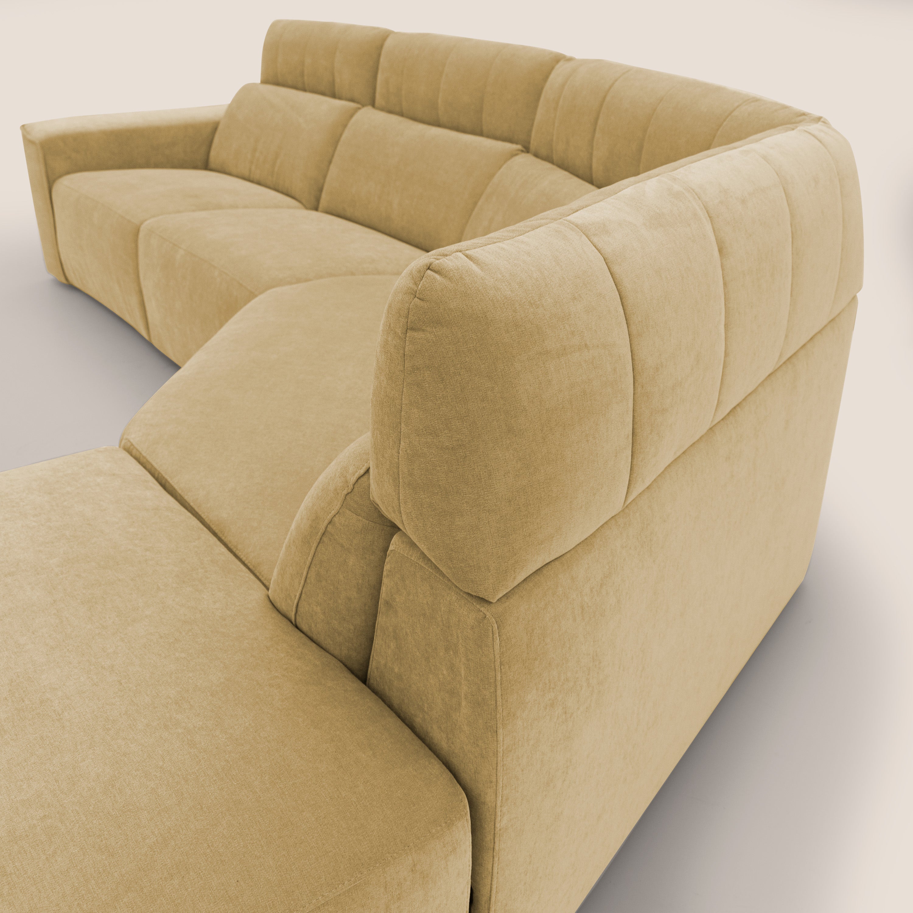 Clark Divano angolare con opzione relax elettrico in tessuto smacchiabile impermeabile T17 giallo - divani.store