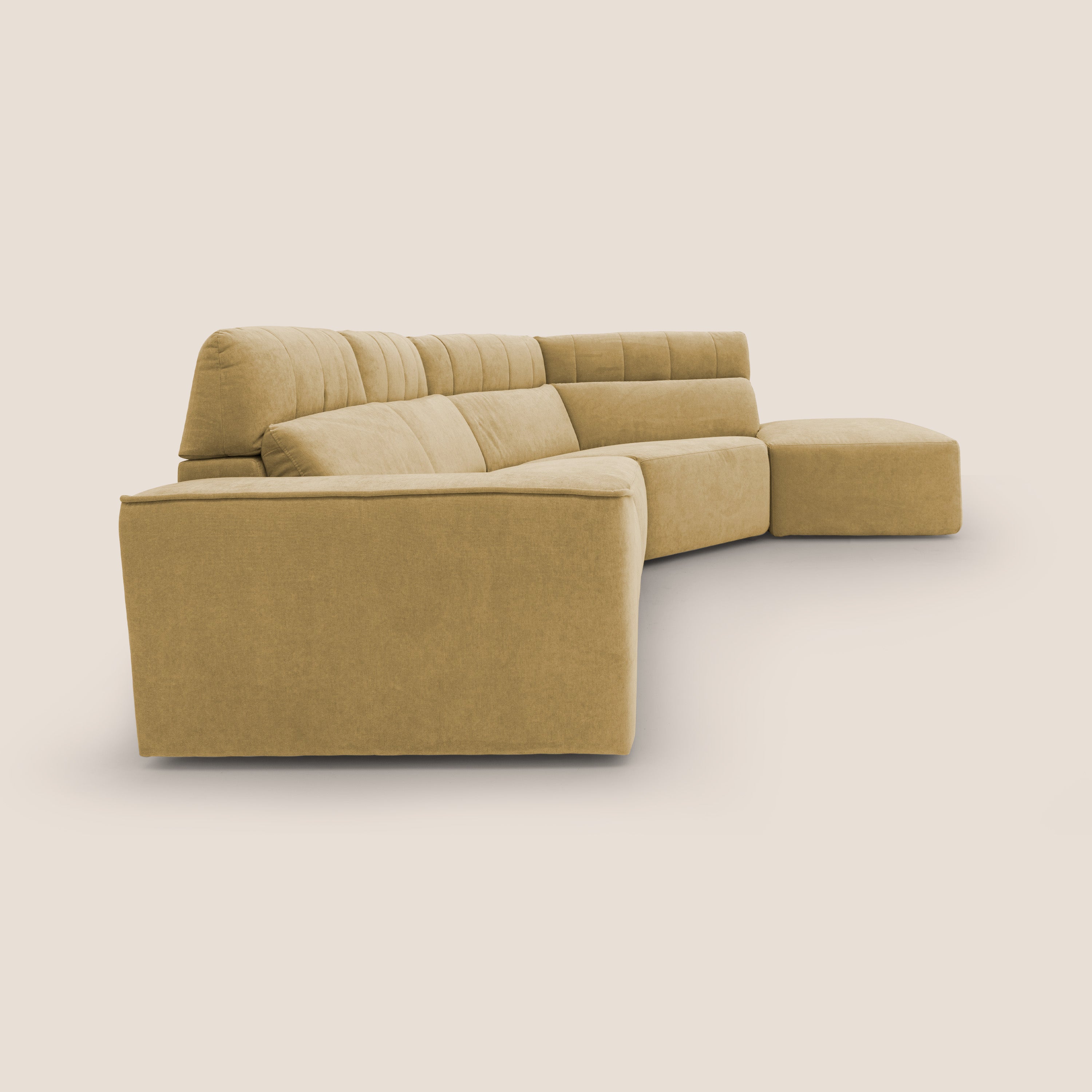 Clark Divano angolare con opzione relax elettrico in tessuto smacchiabile impermeabile T17 giallo - divani.store