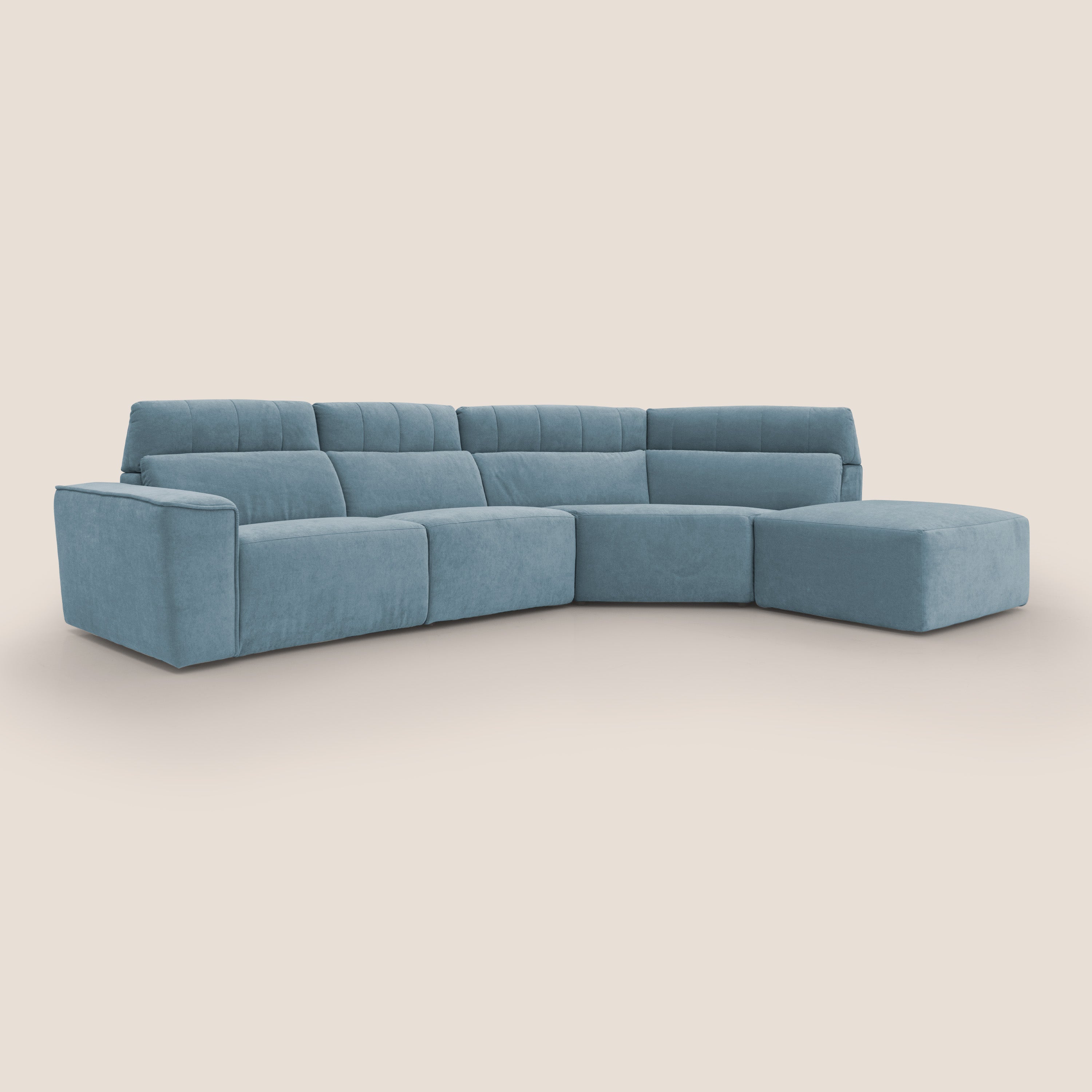 Clark Divano angolare con opzione relax elettrico in tessuto smacchiabile impermeabile T17 carta da zucchero - divani.store