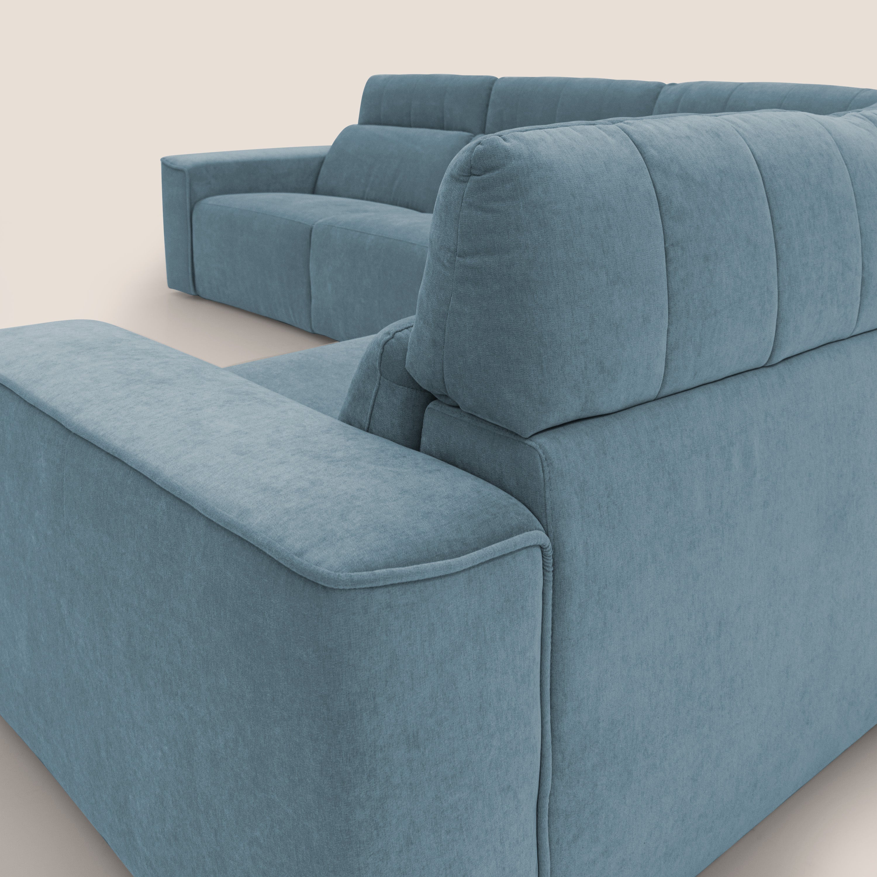 Clark Divano modulare angolare REVERSIBILE con opzione relax elettrico in tessuto smacchiabile impermeabile T17 carta da zucchero - divani.store