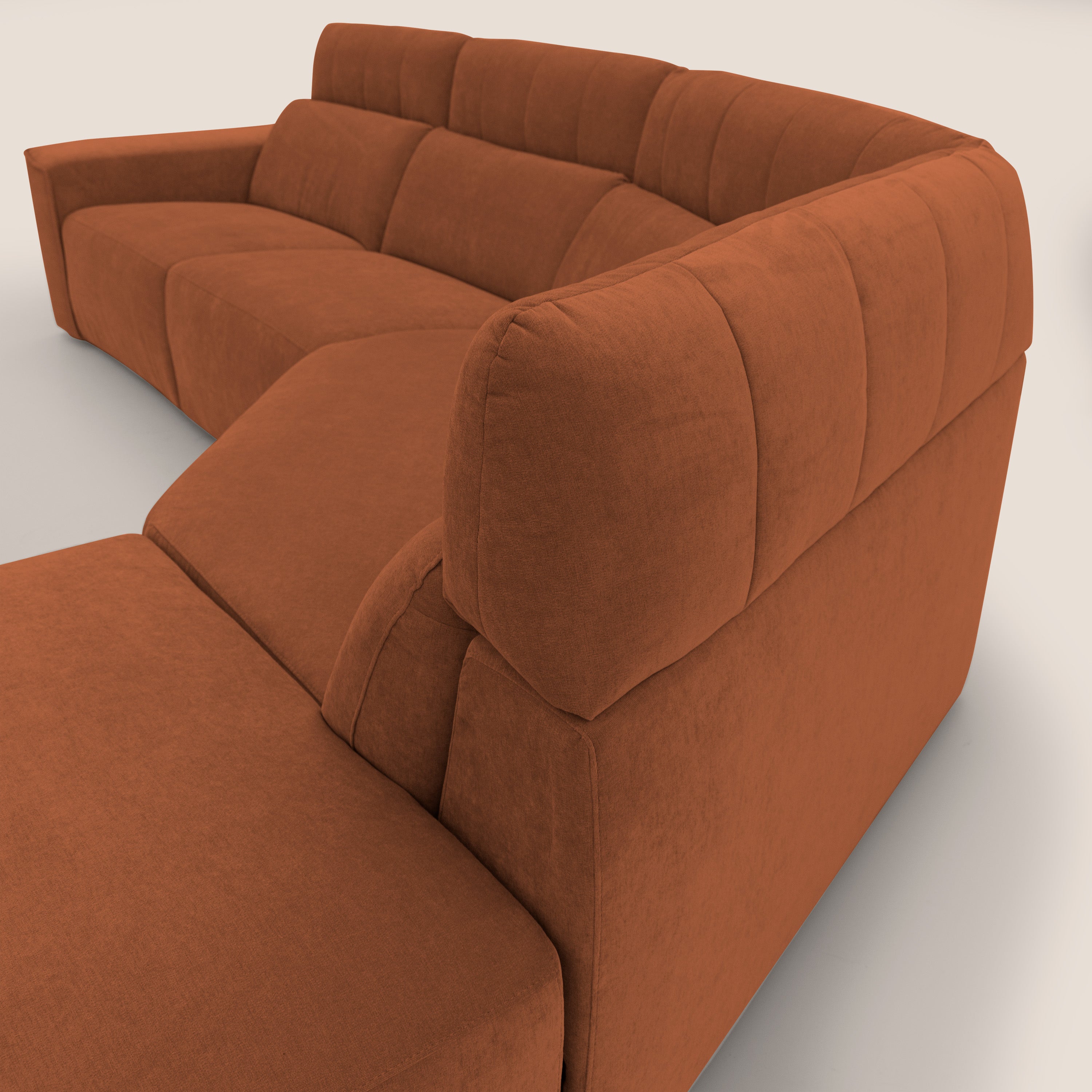 Clark Divano angolare con opzione relax elettrico in tessuto smacchiabile impermeabile T17 arancio - divani.store
