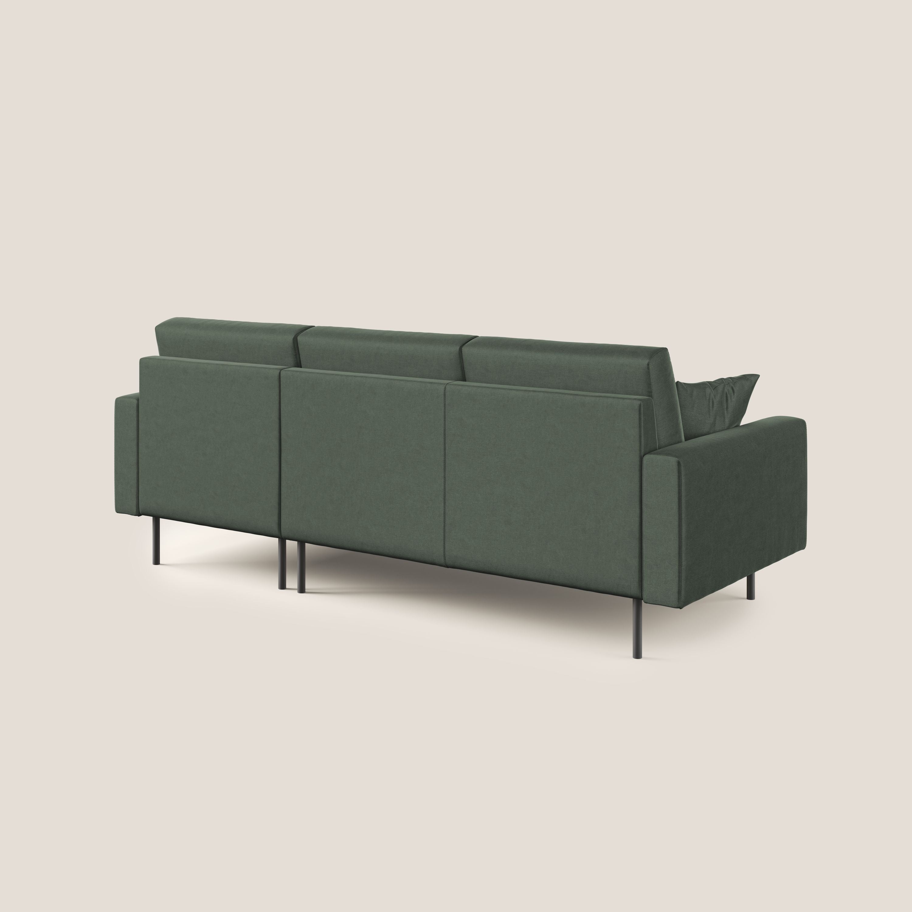 Arthur divano moderno angolare in velluto morbido impermeabile T01 verde - divani.store