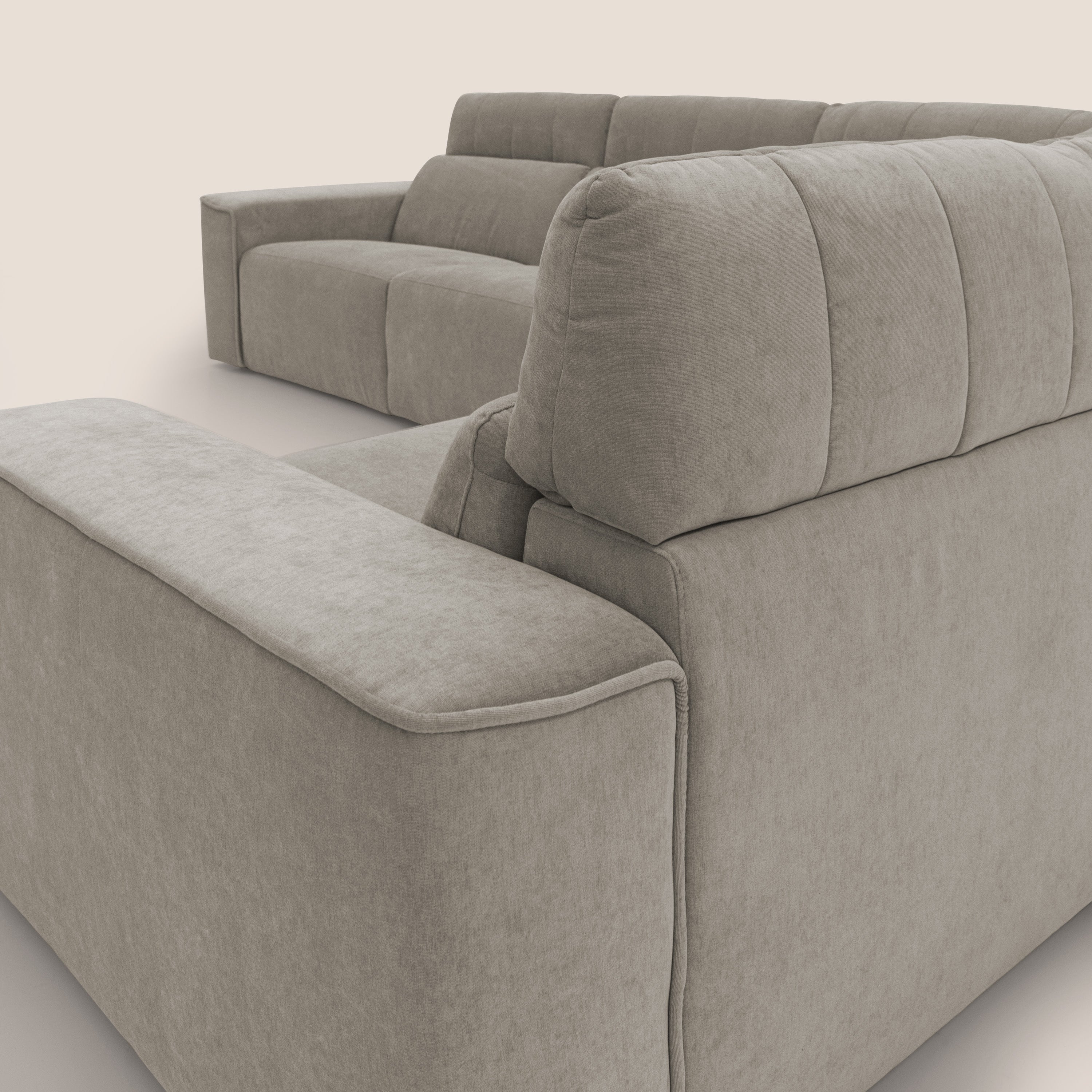 Clark Divano modulare angolare REVERSIBILE con opzione relax elettrico in tessuto smacchiabile impermeabile T17 beige - divani.store