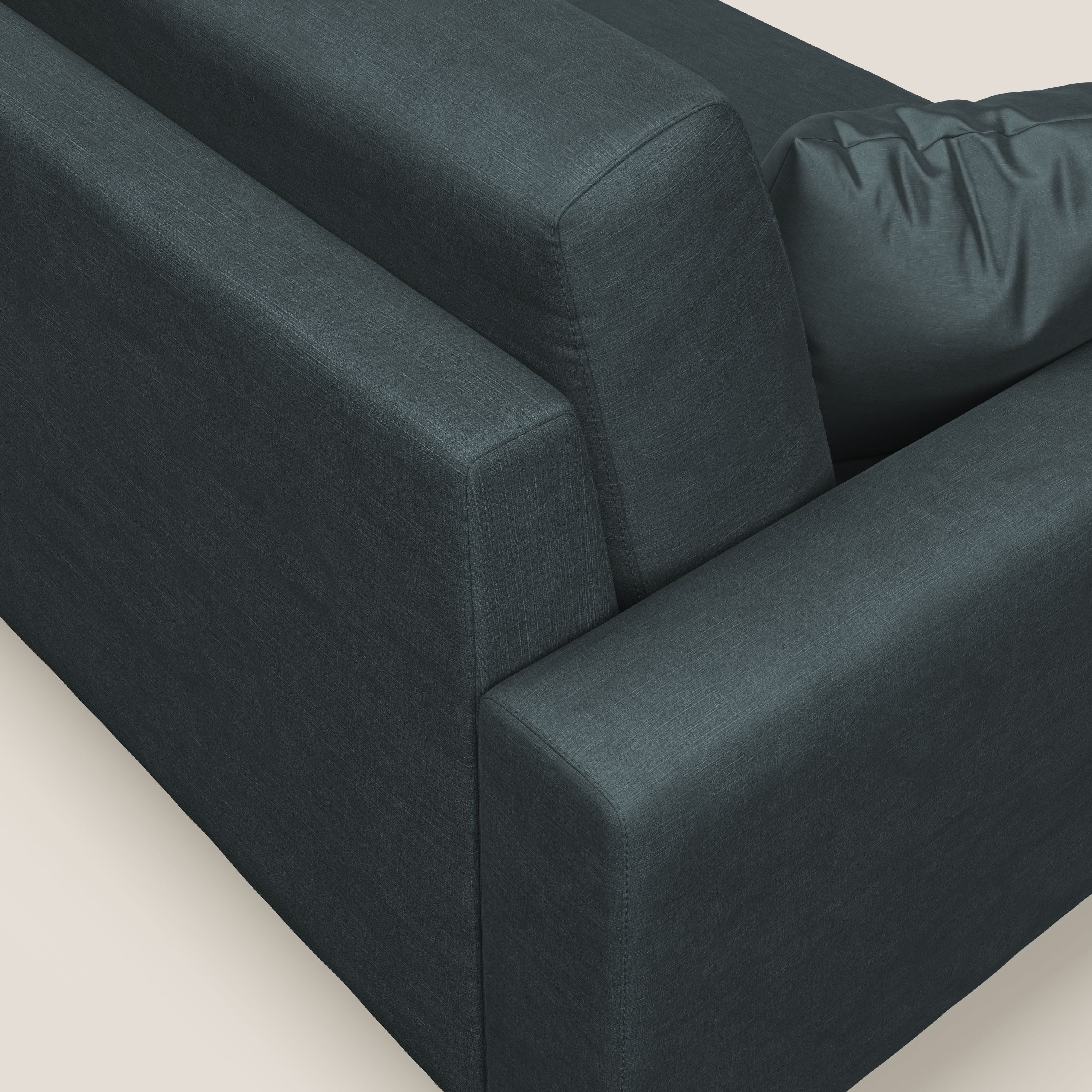 Arthur divano moderno angolare in velluto morbido impermeabile T01 petrolio - divani.store