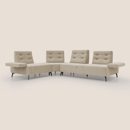 Lugano Divano angolare con schienali traslanti in microfibra effetto velluto T09 - divani.store