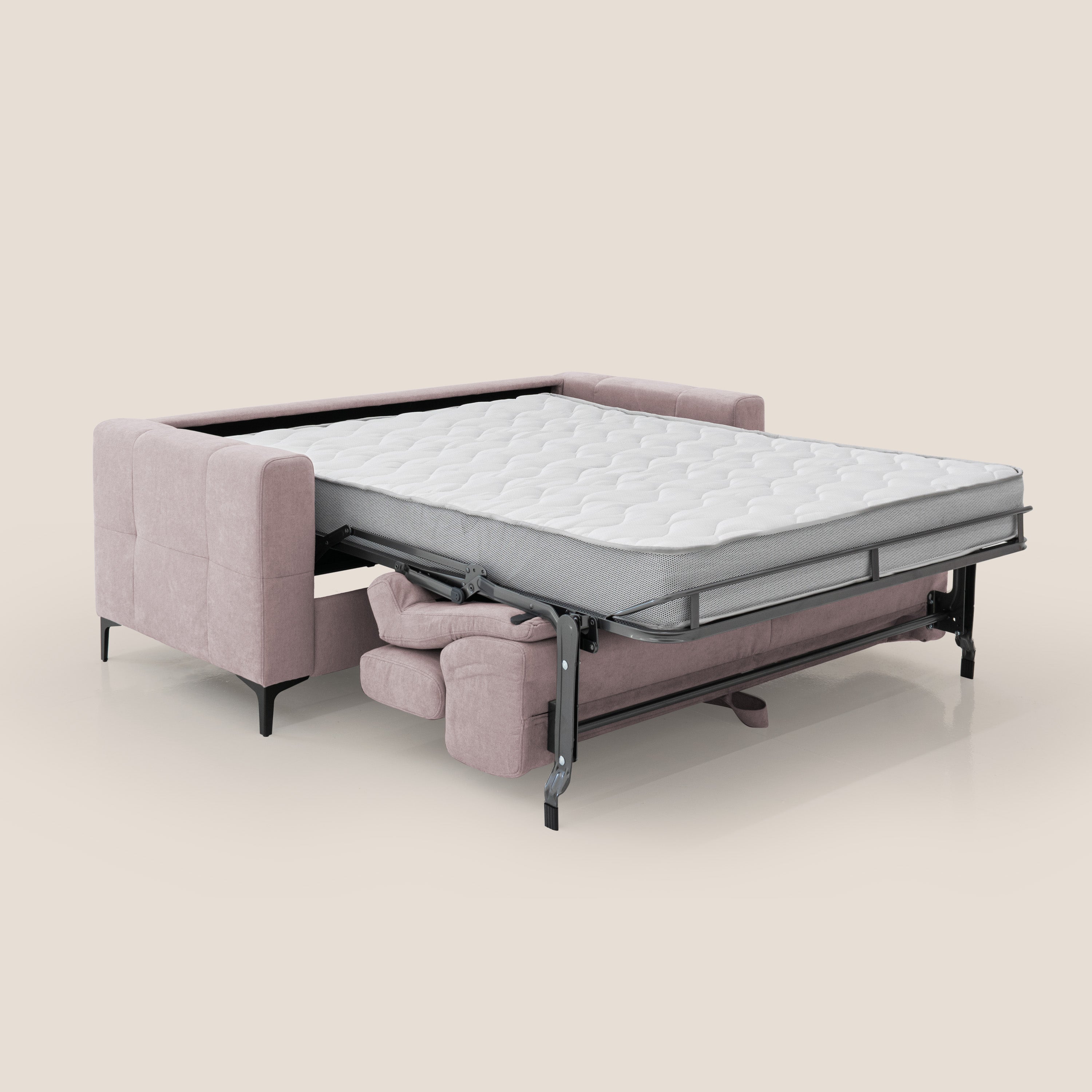 Gardenia divano letto materasso alto 18 cm con poggiatesta reclinabili e rivestimento impermeabile T02 rosa - divani.store