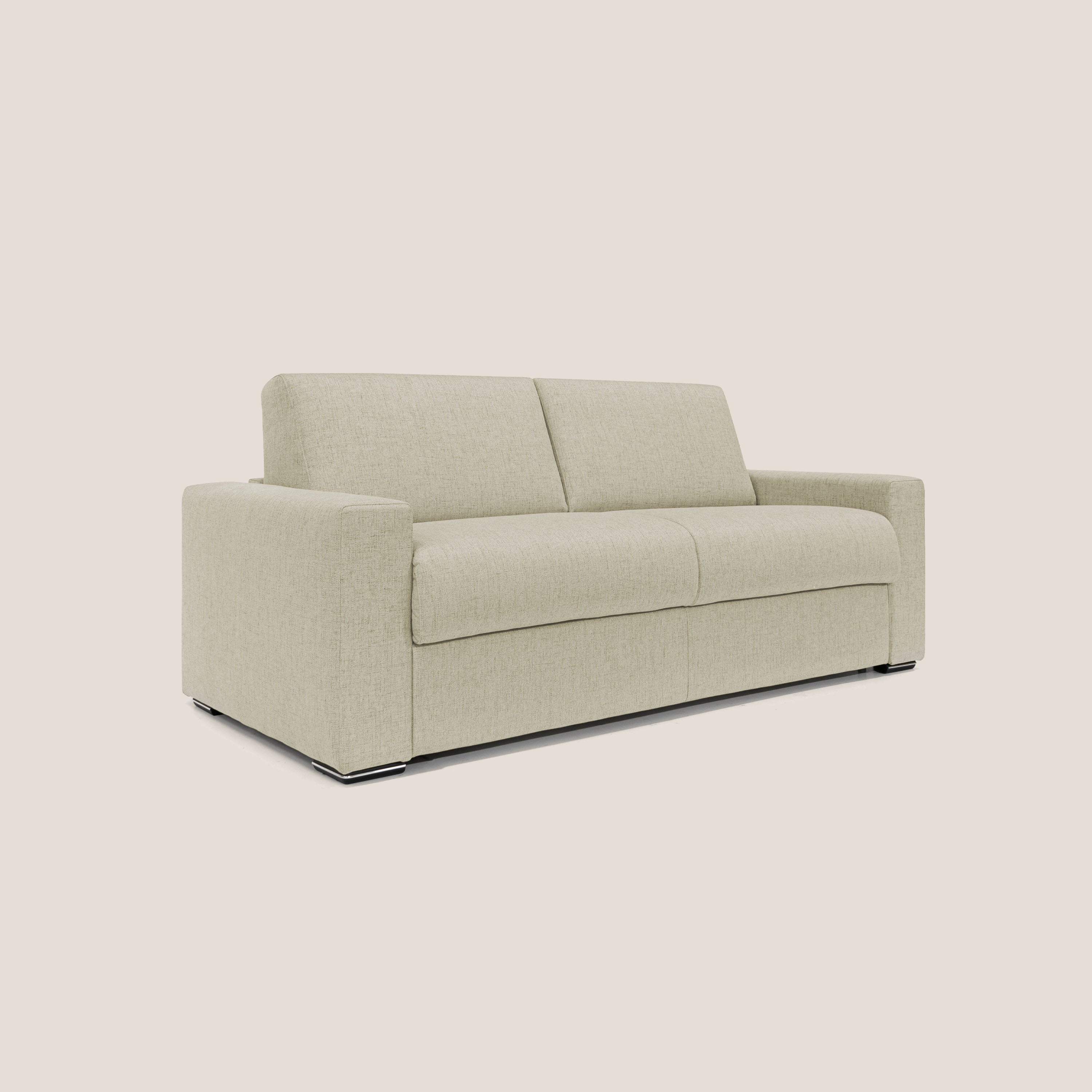 Nixon Divano letto matrimoniale con materasso 20 cm in tessuto impermeabile T03 beige - divani.store