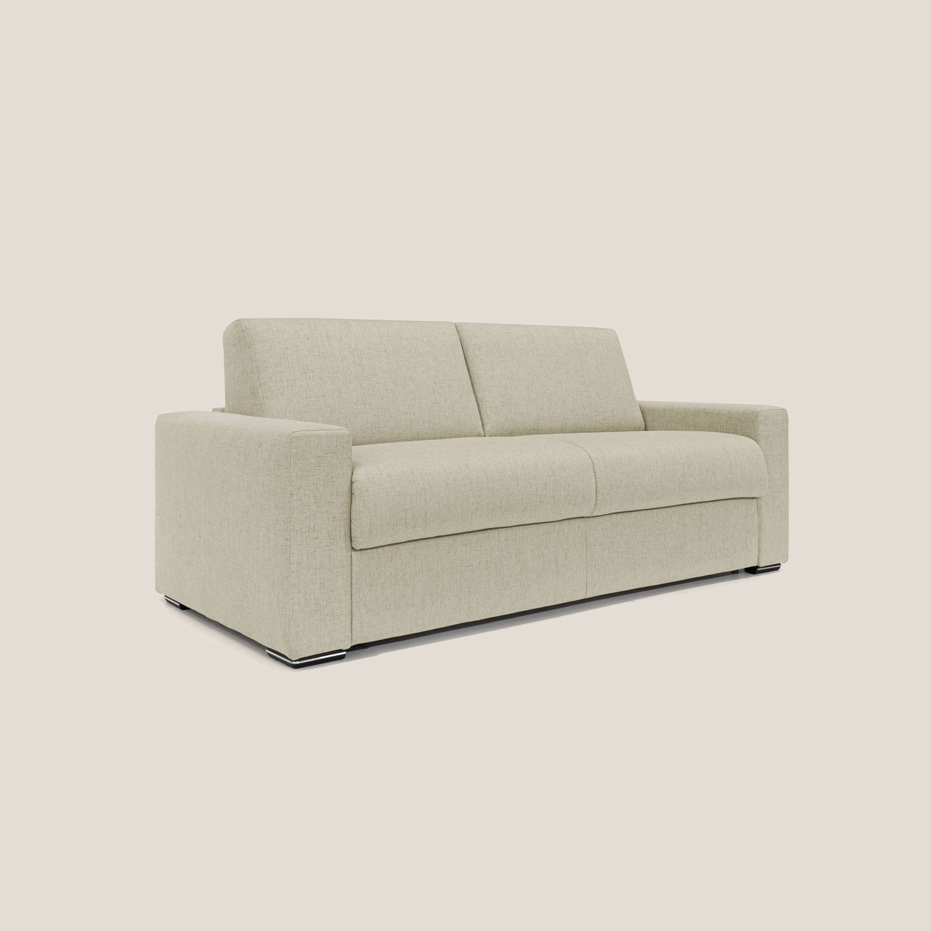 Nixon Divano letto matrimoniale con materasso 20 cm in tessuto impermeabile T03 beige - divani.store