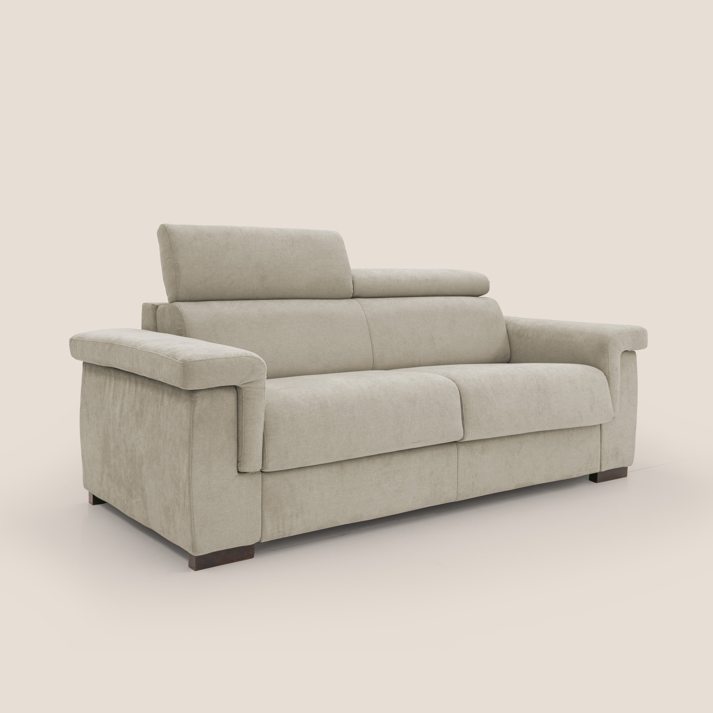 Bjorn divano letto sfoderabile con materasso H18 cm e poggiatesta reclinabili in tessuto impermeabile T02 panna - divani.store